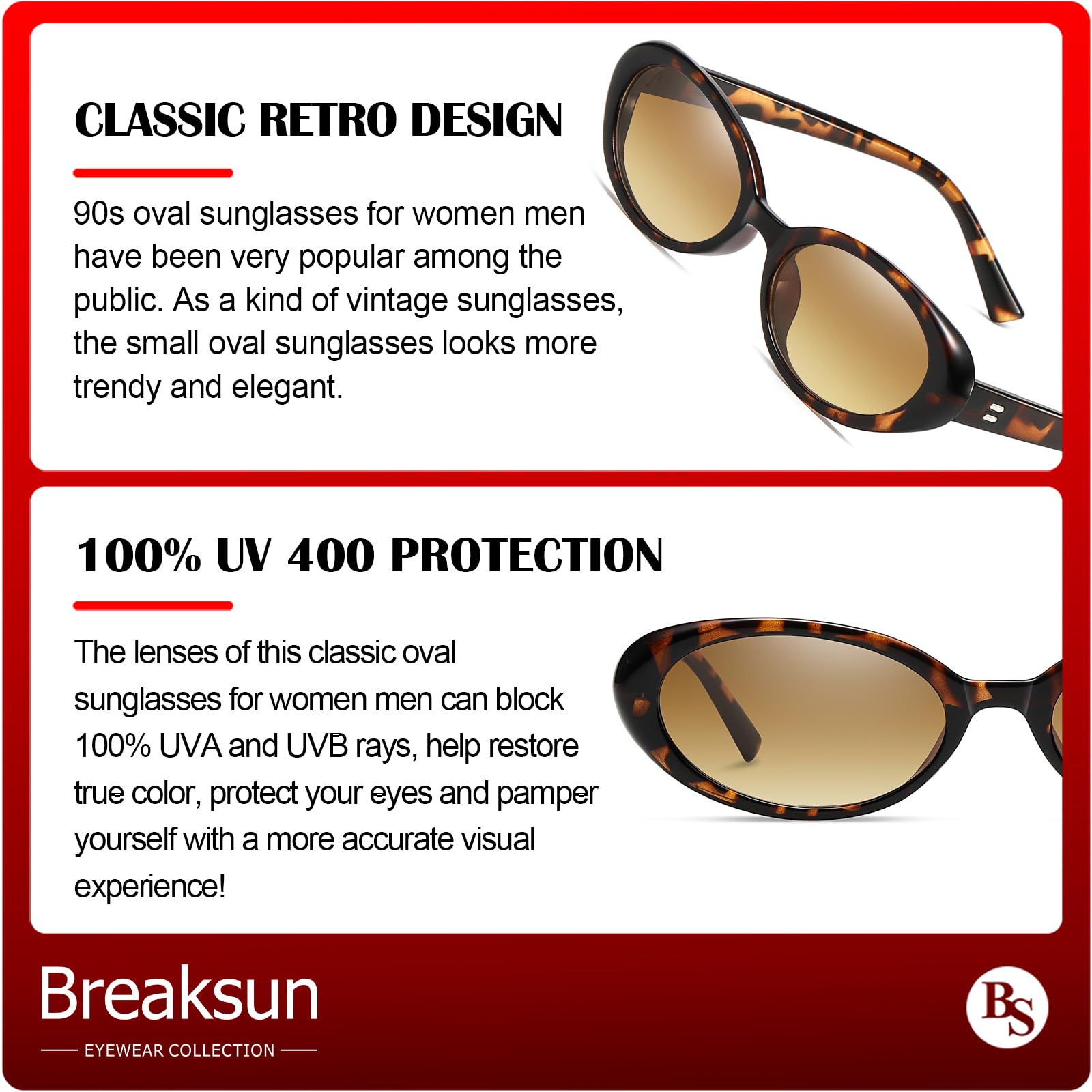 Foto 7 pulgar | Gafas De Sol Breaksun Retro Oval 90s Vintage Para Mujer Y Hombre - Venta Internacional.