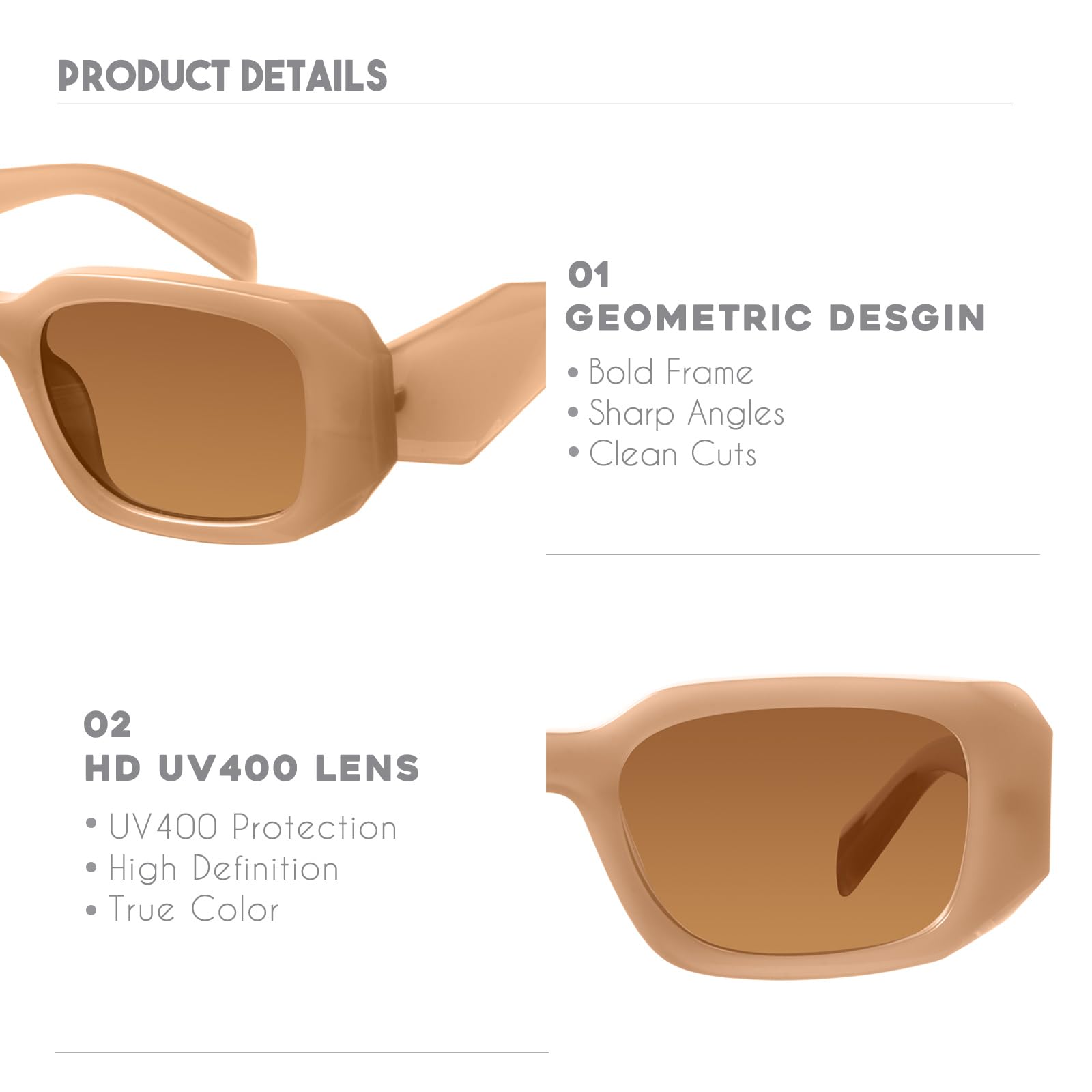 Foto 4 | Gafas De Sol Mosanana Ms52135-c8-milktea Retro Beige Para Mujer - Venta Internacional.