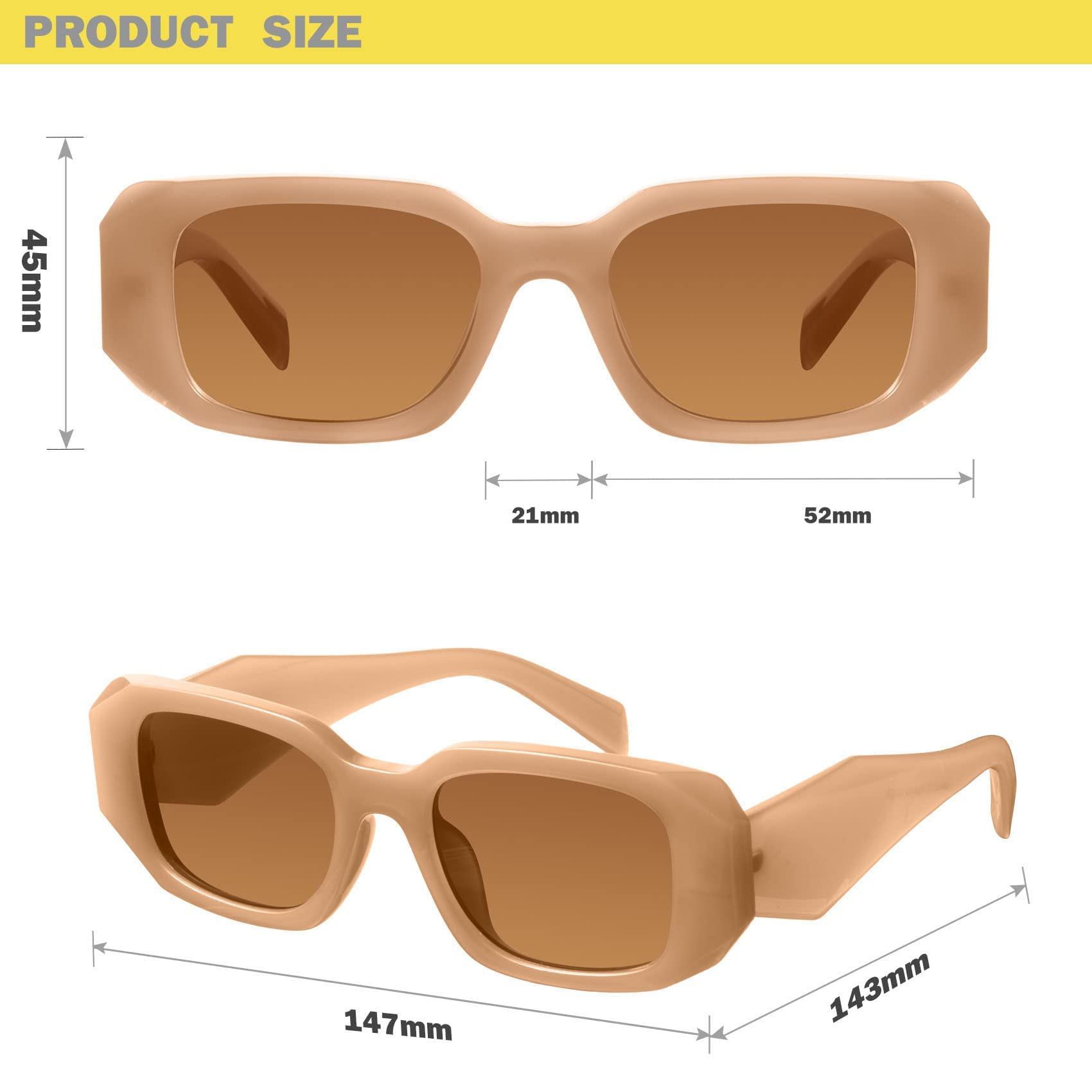 Foto 5 | Gafas De Sol Mosanana Ms52135-c8-milktea Retro Beige Para Mujer - Venta Internacional.