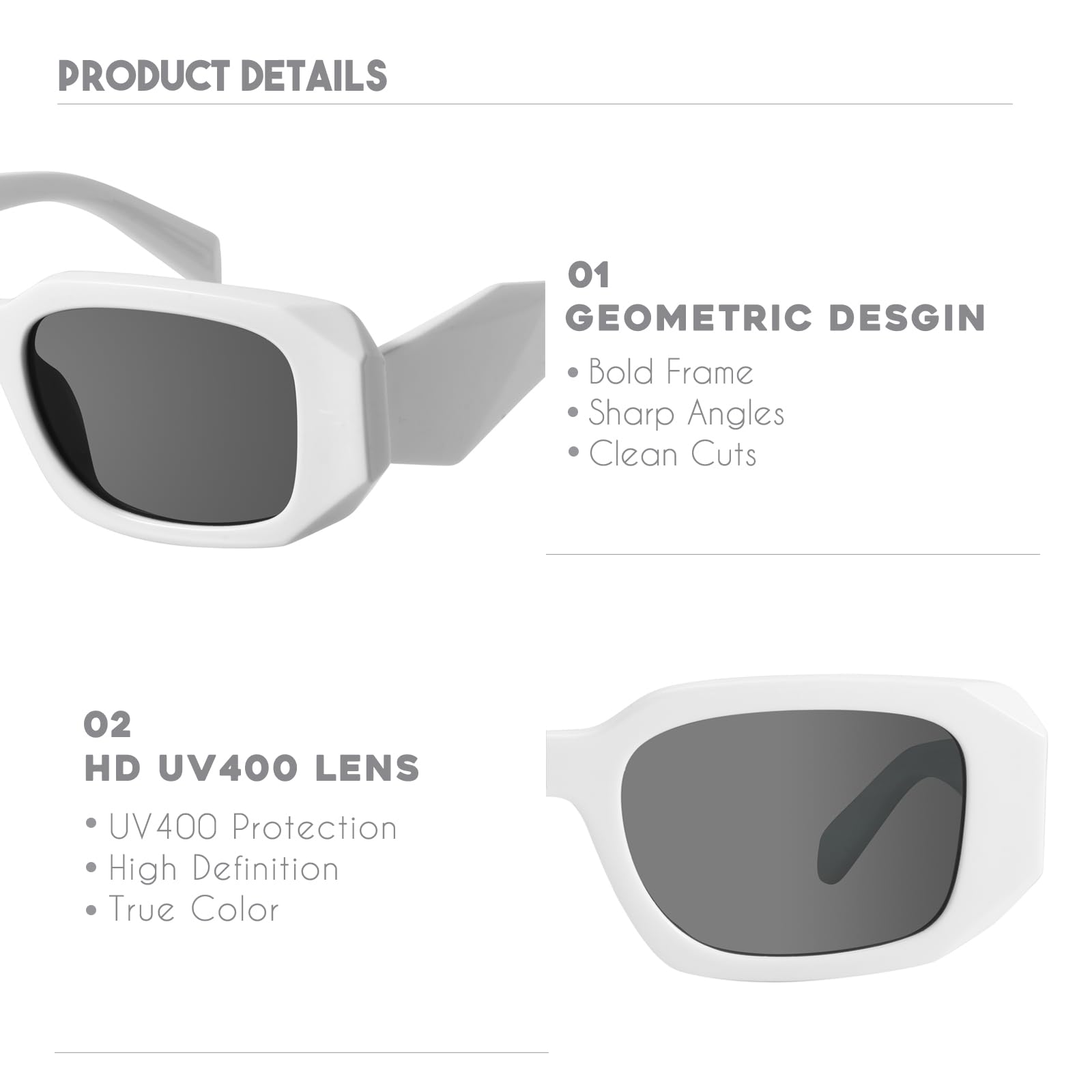 Foto 5 pulgar | Gafas De Sol Mosanana Trendy Rectangle Creamy White Para Mujer Y Hombre - Venta Internacional.