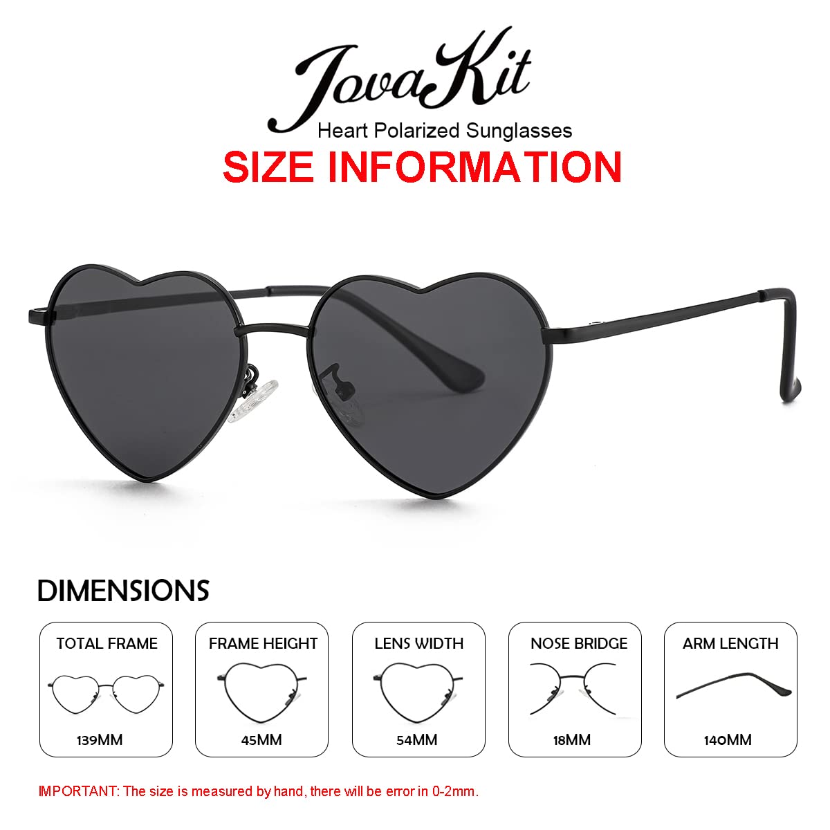 Foto 4 pulgar | Gafas De Sol Jovakit Polarized Heart Para Mujer Negro/gris - Venta Internacional.