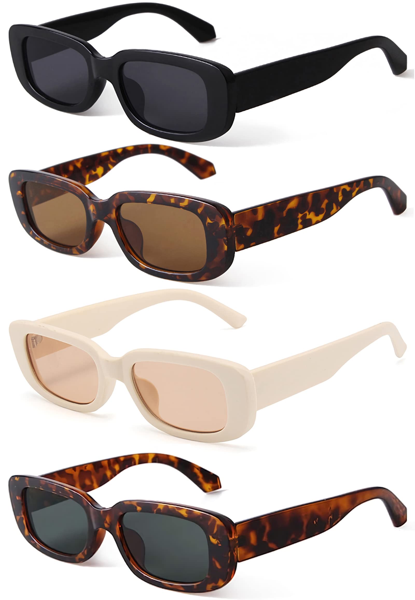 Foto 2 pulgar | Gafas De Sol Kuguaok Retro Rectangulares Uv400 Para Mujer Y Hombre  Paquete De 4 - Venta Internacional.