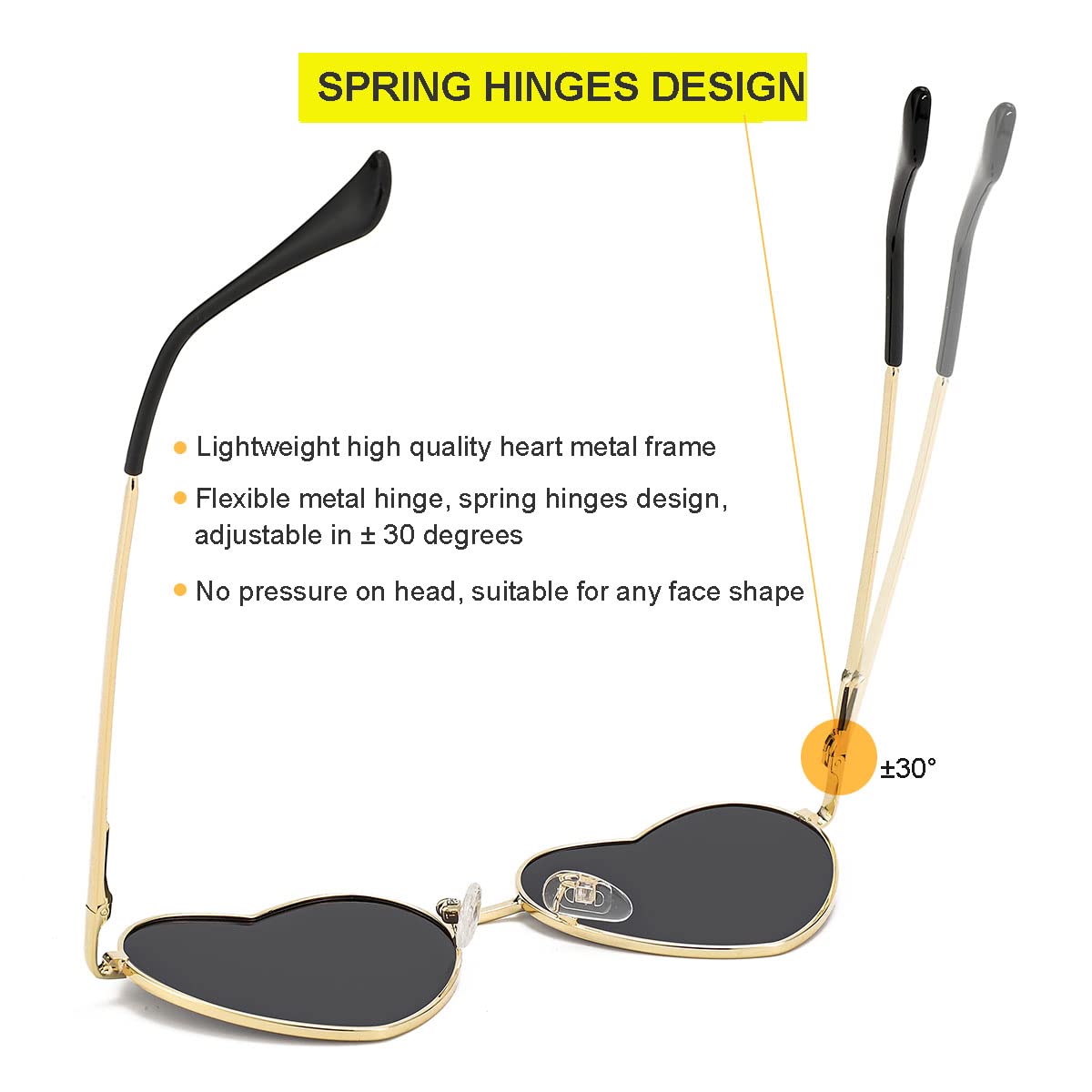 Foto 6 pulgar | Gafas De Sol Jovakit Con Forma De Corazón Polarizado Con Montura Metálica Uv400 Para Mujer - Venta Internacional.