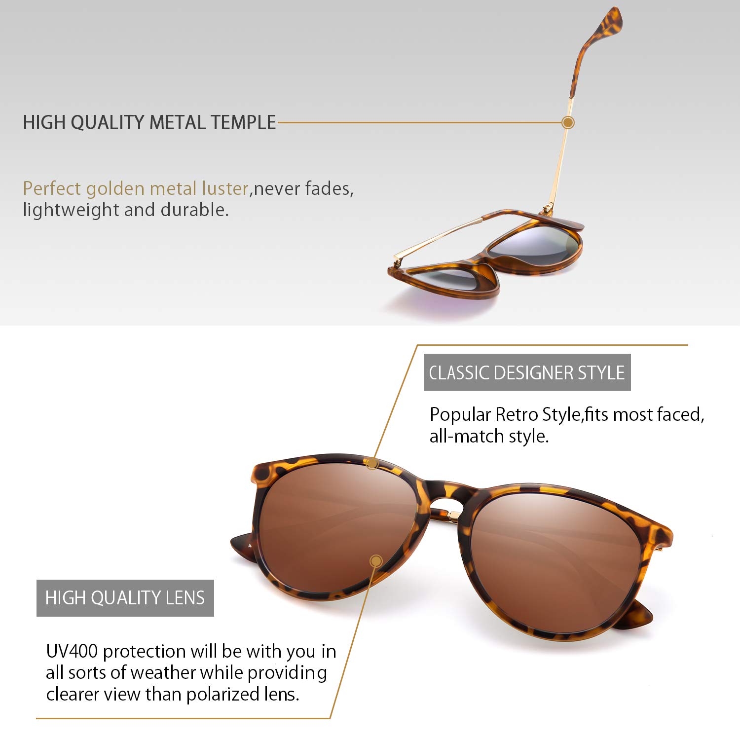 Foto 5 | Gafas De Sol Chbp Polarizadas Con Protección Uv400  Lente Redonda Retro - Venta Internacional.