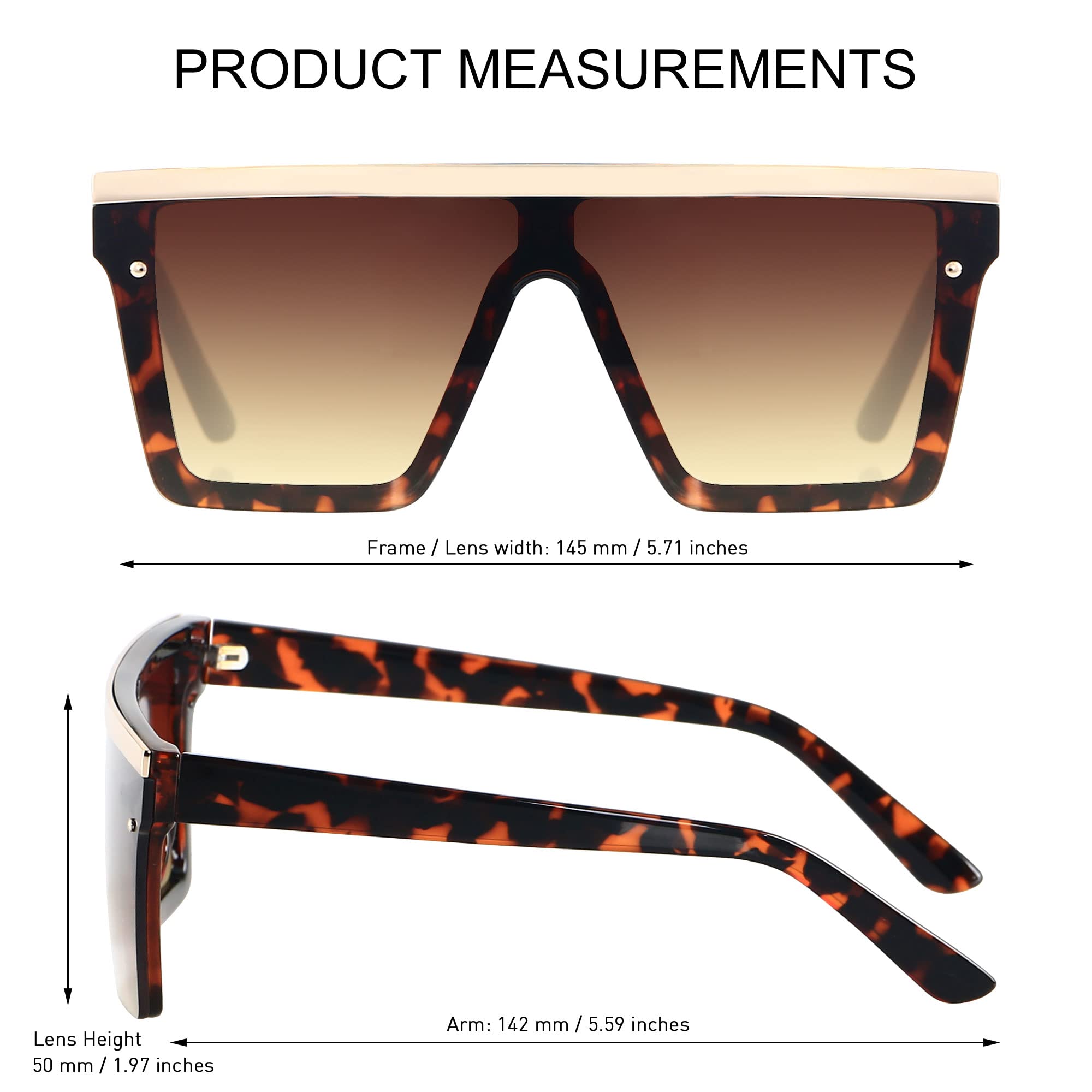 Foto 6 pulgar | Gafas De Sol Lyzoit Cuadradas De Gran Tamaño Para Mujer Y Hombre Uv400 - Venta Internacional.