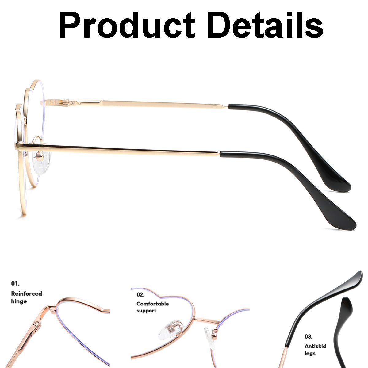 Foto 7 pulgar | Gafas De Sol Jovakit Polarized Heart Para Mujer Con Montura Dorada - Venta Internacional.