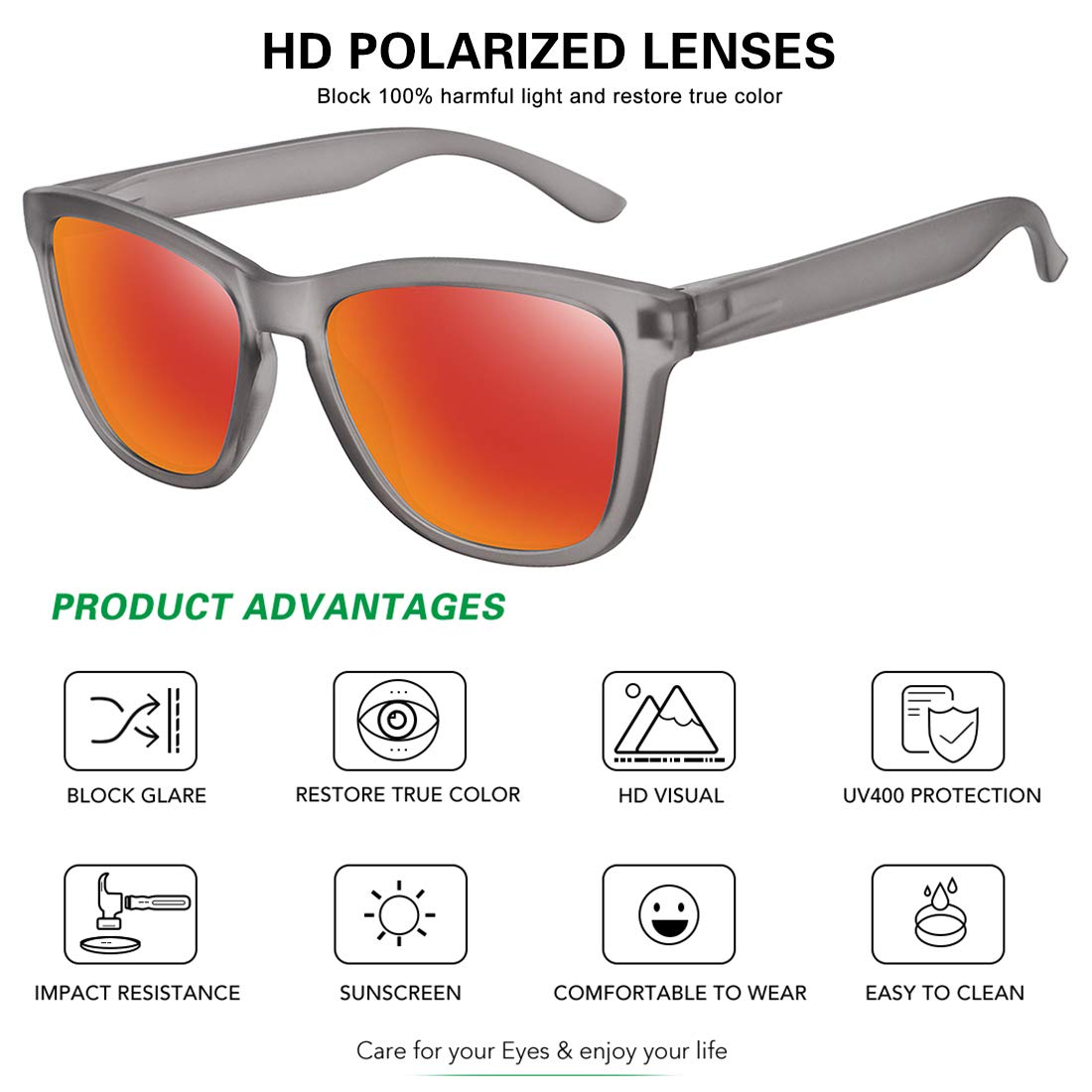 Foto 3 | Gafas De Sol Meetsun Polarized Uv400 Protection Gris/naranja - Venta Internacional.