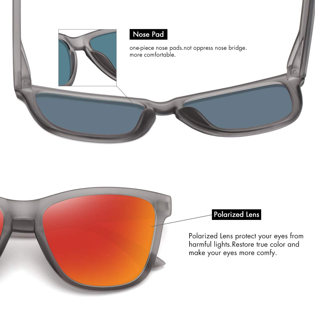 Foto 6 pulgar | Gafas De Sol Meetsun Polarized Uv400 Protection Gris/naranja - Venta Internacional.