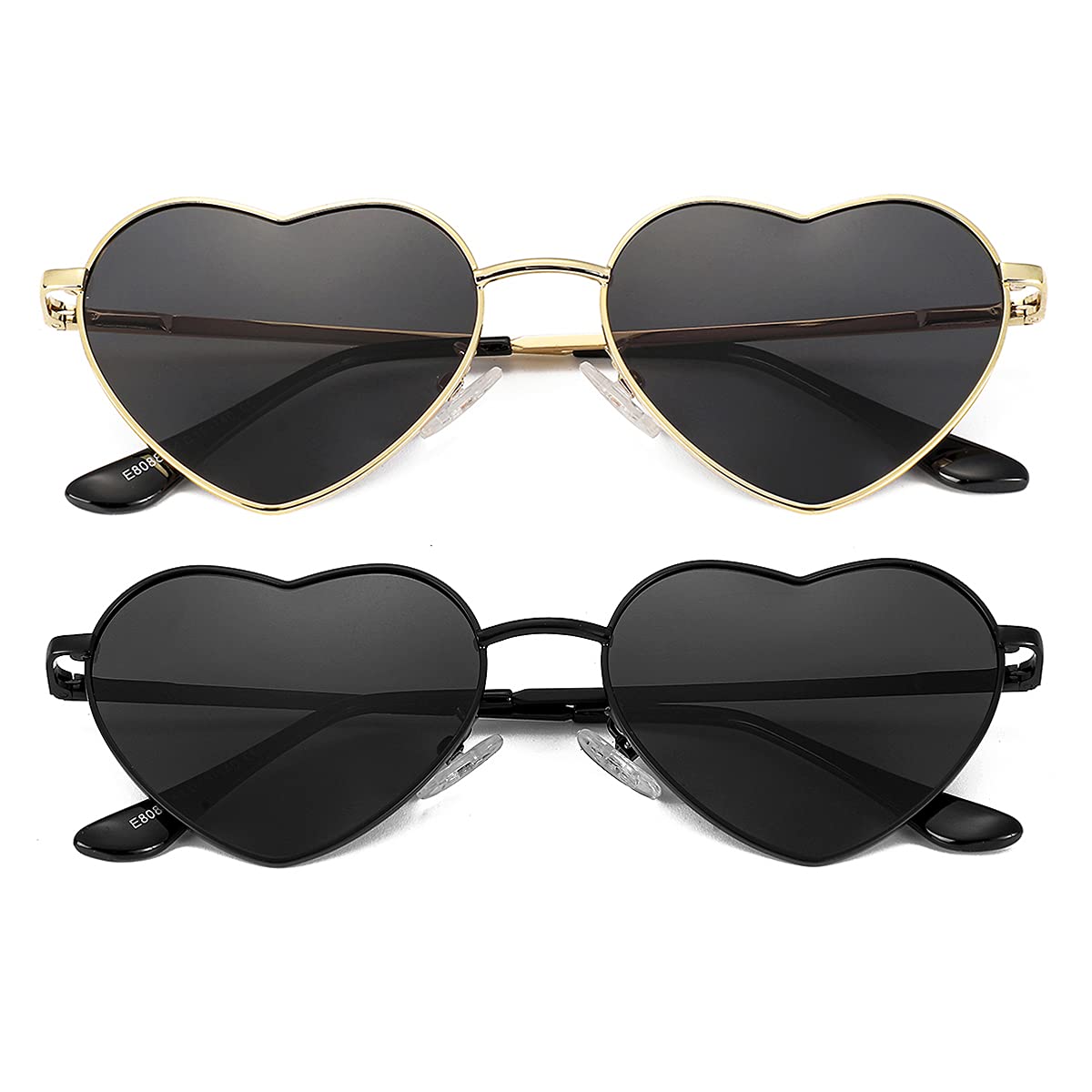 Foto 2 pulgar | Gafas De Sol Jovakit Polarized Heart Para Mujer Dorado/gris+negro/gris - Venta Internacional.