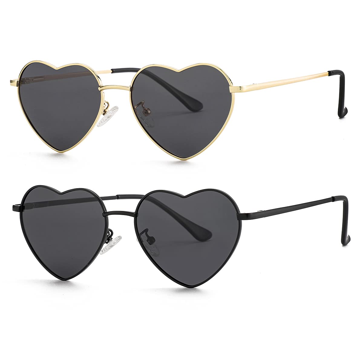 Foto 2 | Gafas De Sol Jovakit Polarized Heart Para Mujer Dorado/gris+negro/gris - Venta Internacional.