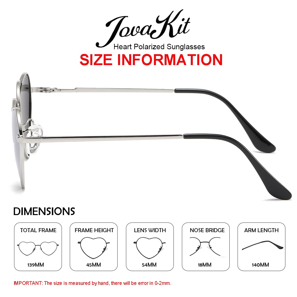 Foto 3 | Gafas De Sol Jovakit Polarized Heart Para Mujer Silver Mirror - Venta Internacional.