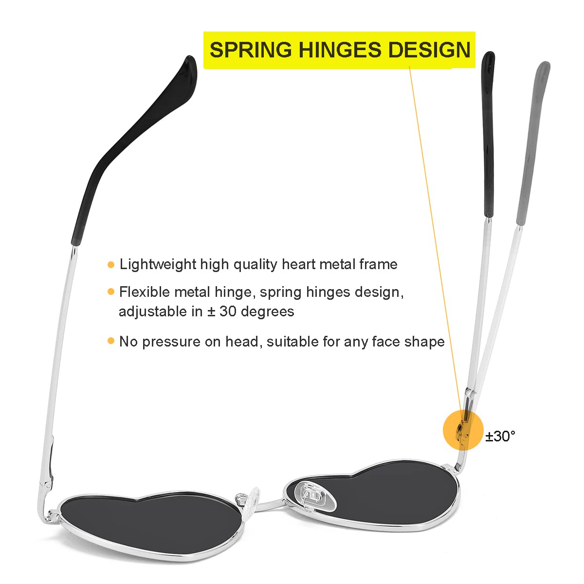 Foto 7 pulgar | Gafas De Sol Jovakit Polarized Heart Para Mujer Silver Mirror - Venta Internacional.