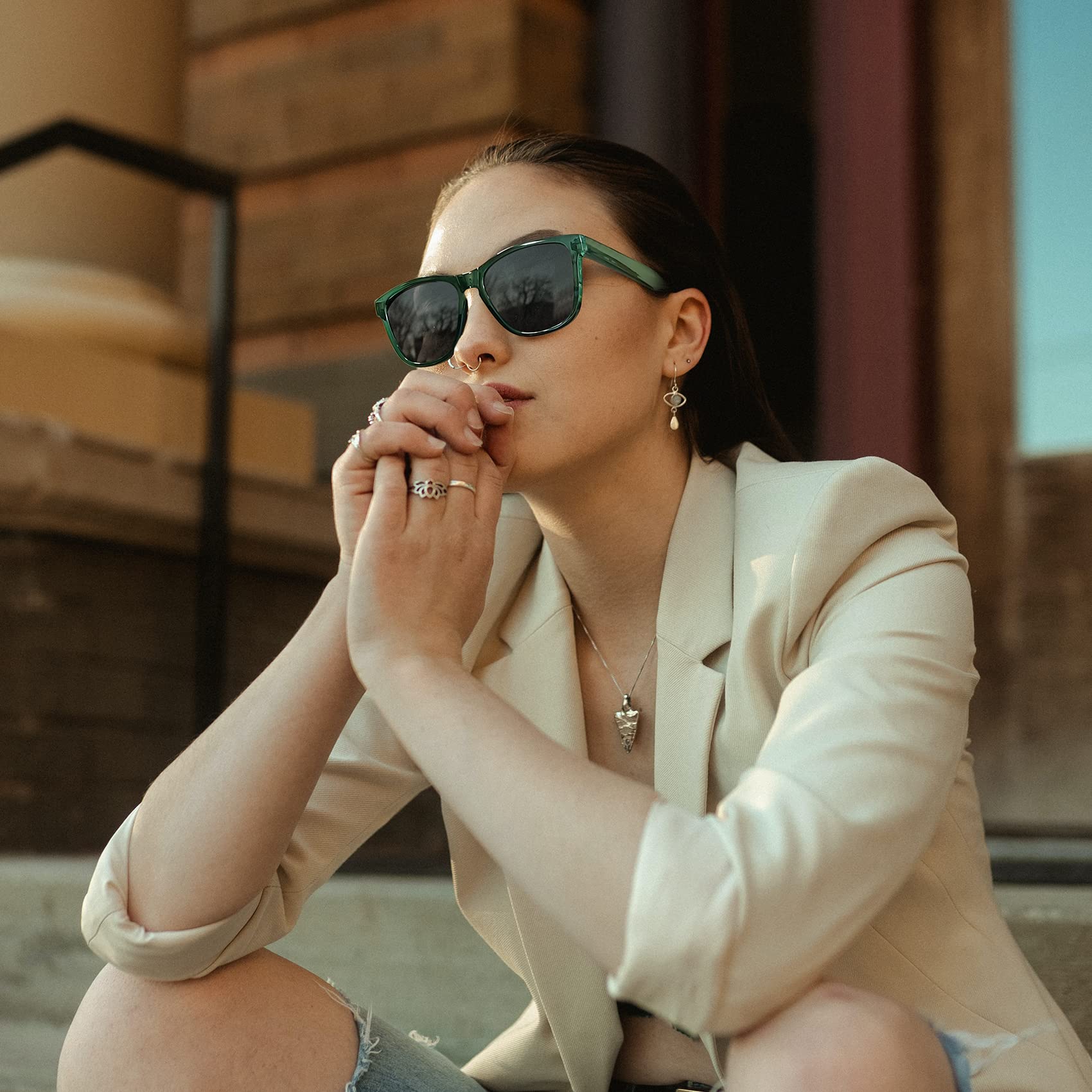 Foto 2 | Gafas De Sol Meetsun Polarized Trendy Classic Verde/gris - Venta Internacional.