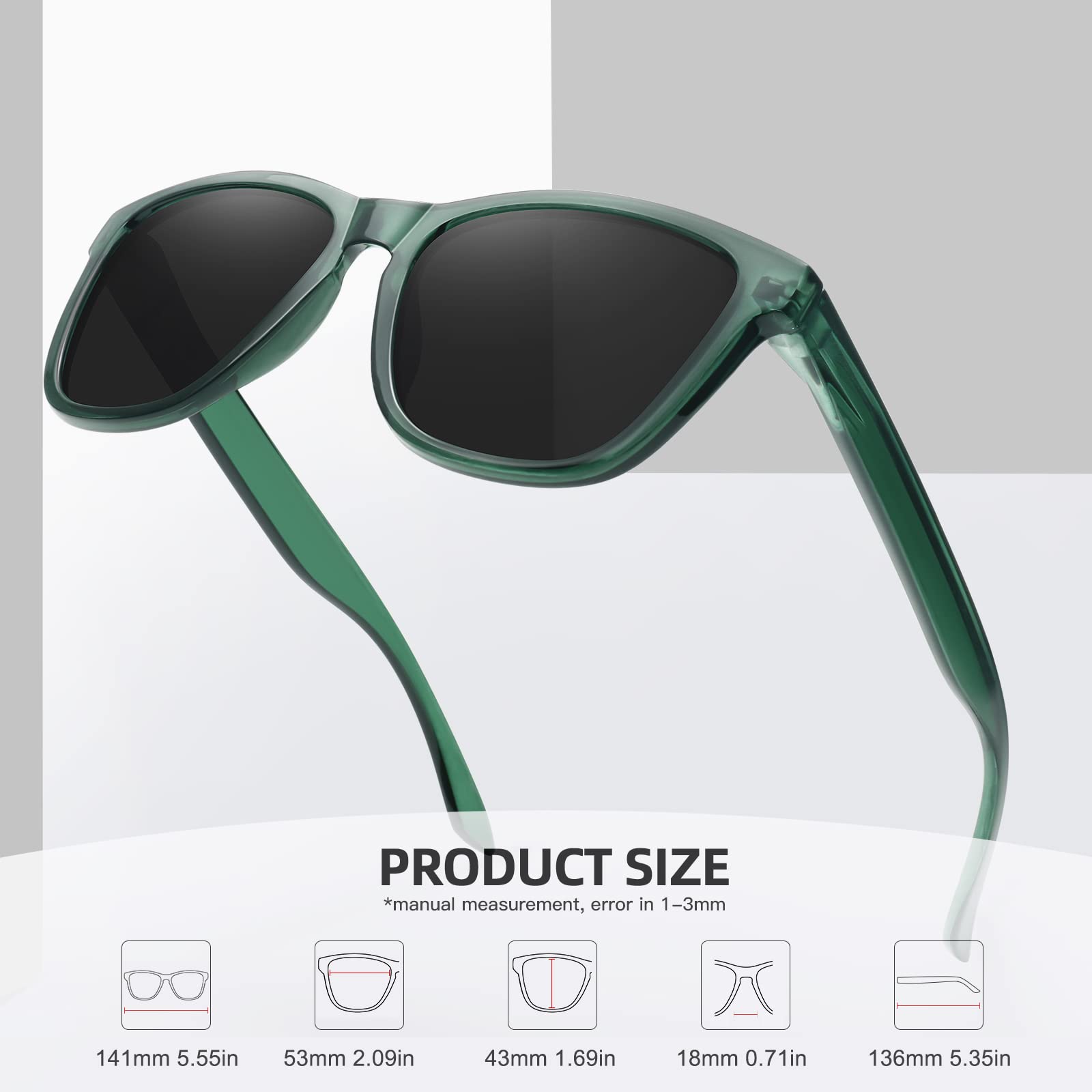 Foto 5 pulgar | Gafas De Sol Meetsun Polarized Trendy Classic Verde/gris - Venta Internacional.