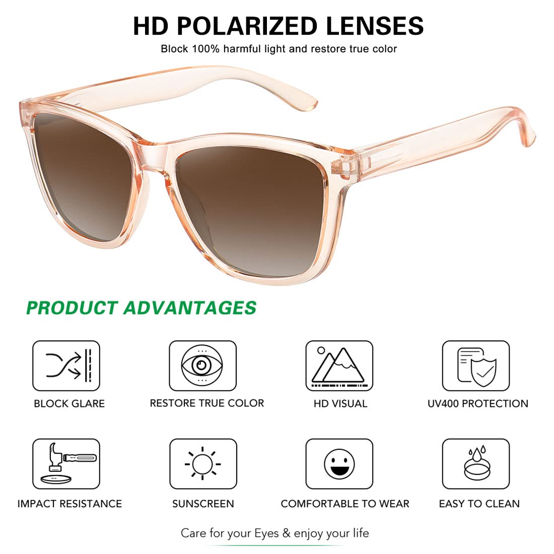 Foto 4 pulgar | Gafas De Sol Meetsun Polarizadas De Estilo Retro Clásico Con Lentes Marrones - Venta Internacional.