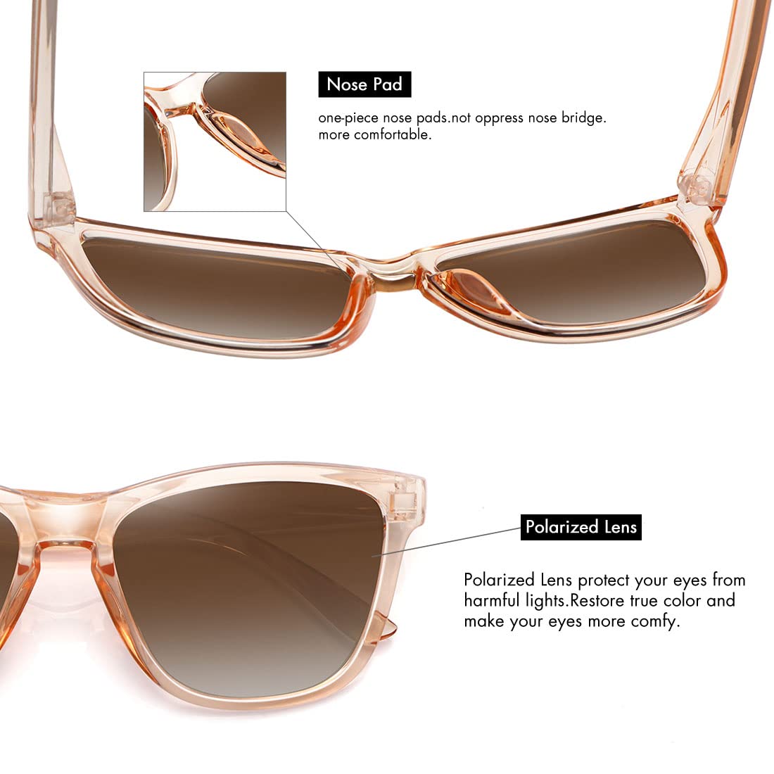 Foto 6 pulgar | Gafas De Sol Meetsun Polarizadas De Estilo Retro Clásico Con Lentes Marrones - Venta Internacional.