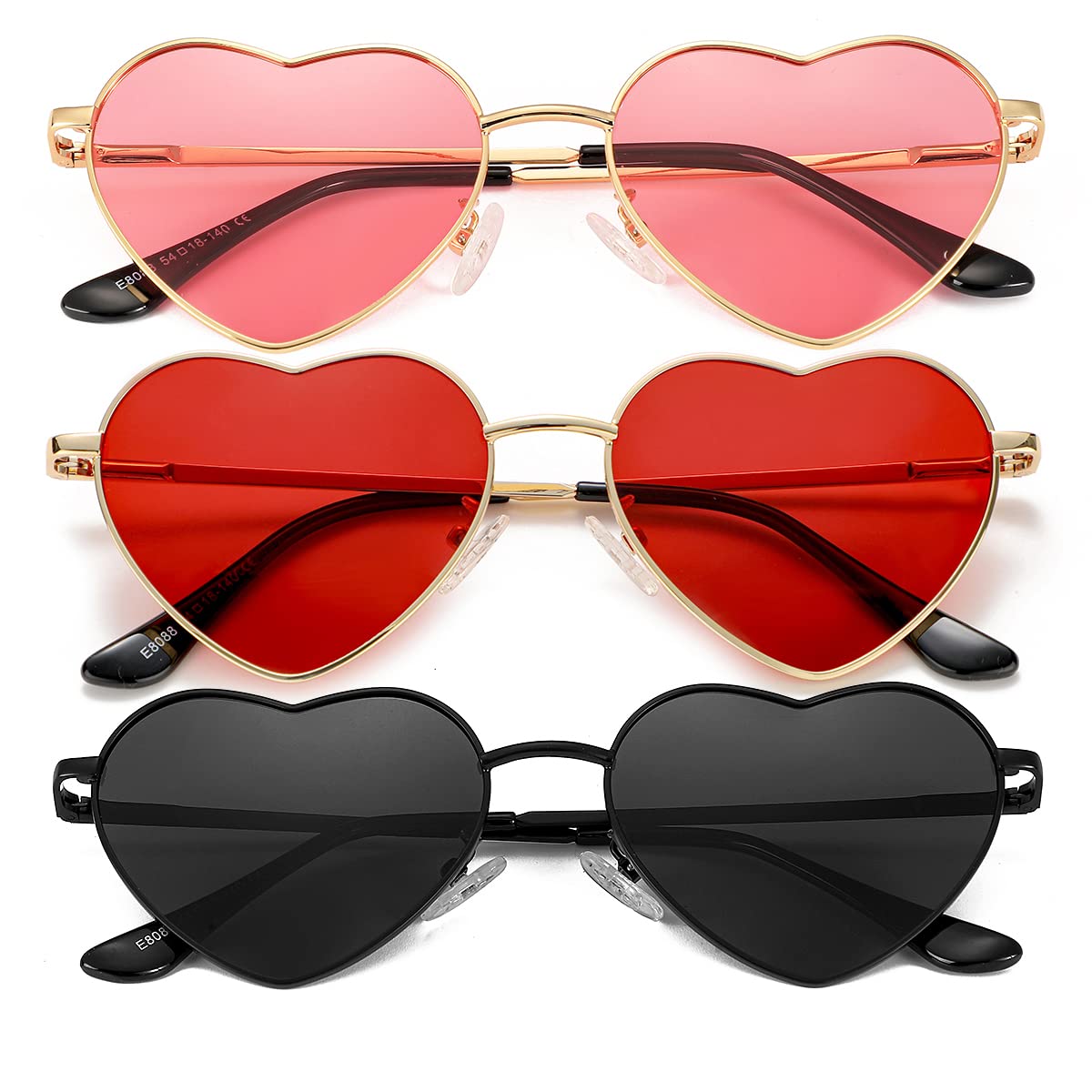 Foto 2 pulgar | Gafas De Sol Jovakit Polarized Heart Para Mujer Dorado/rojo + Negro/gris + Dorado/rosa - Venta Internacional.