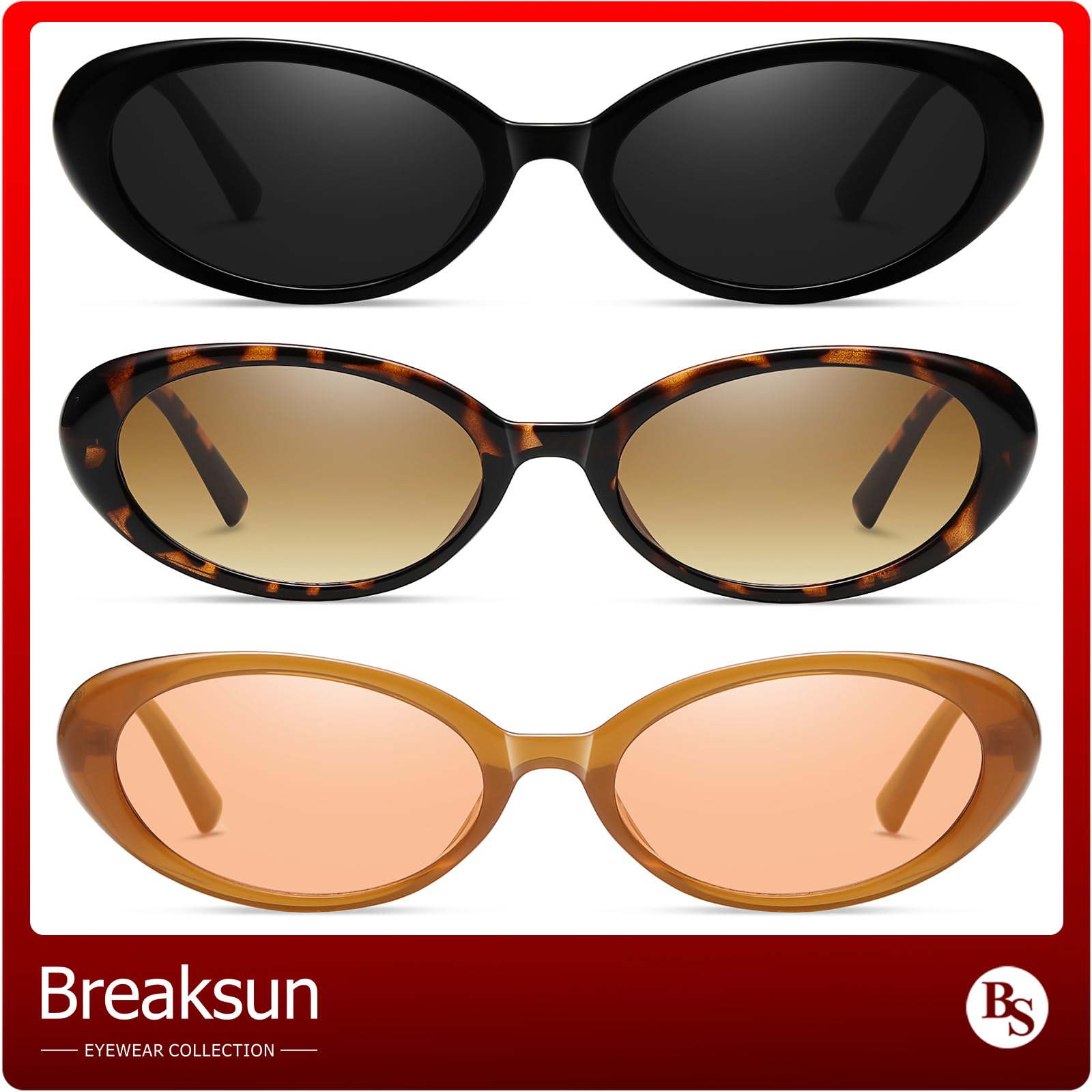 Foto 3 pulgar | Gafas De Sol Breaksun Retro Oval 90s Vintage Uv400 Para Mujeres Y Hombres - Venta Internacional.