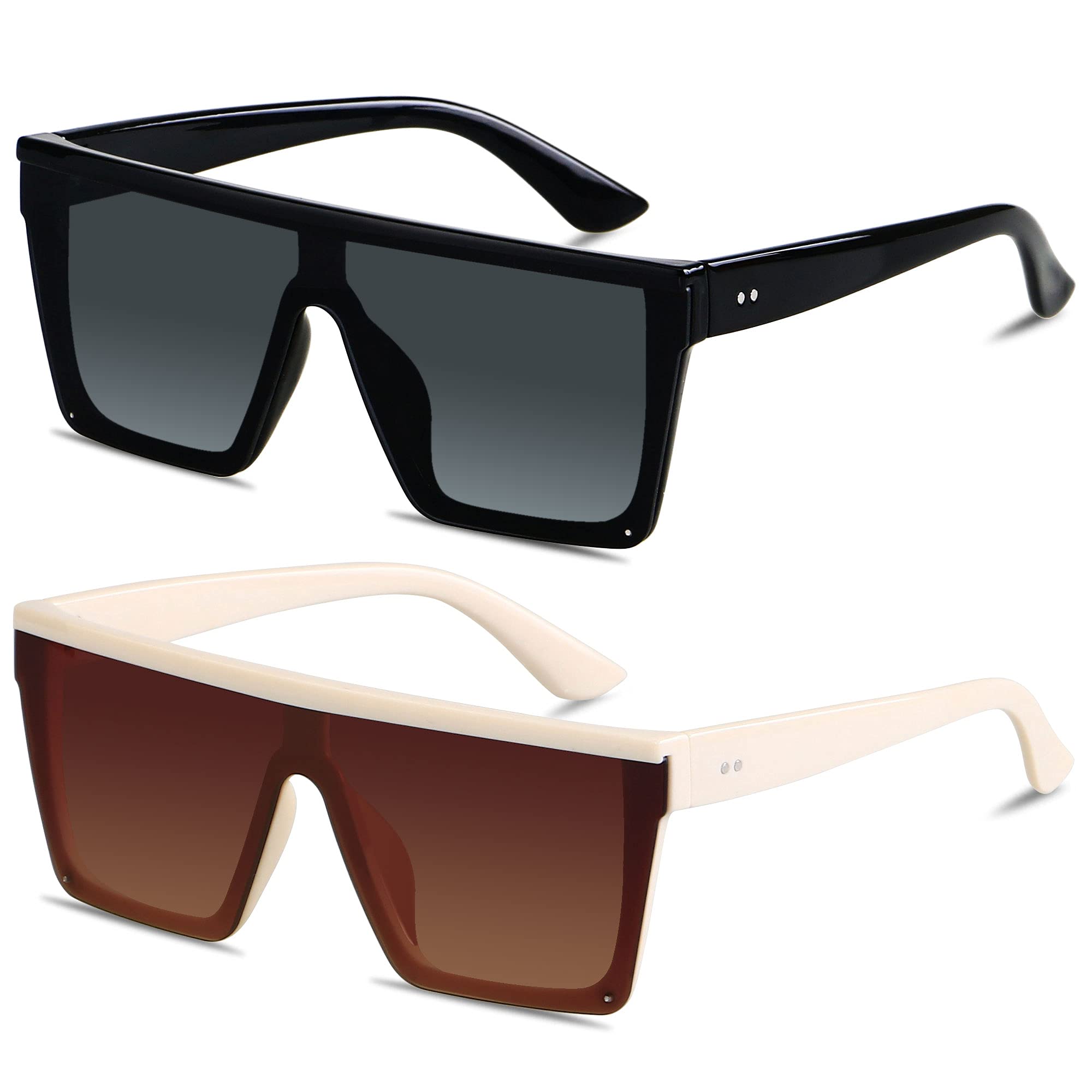 Foto 1 | Gafas De Sol Lyzoit Square Oversized Fashion Shield Uv400 Beige - Venta Internacional.