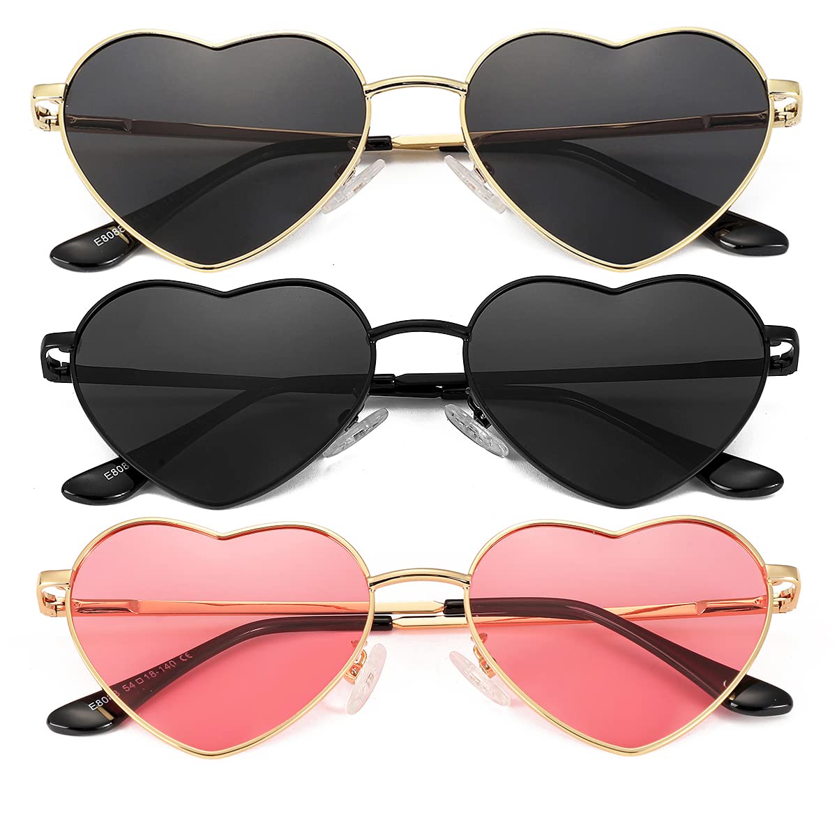 Foto 2 pulgar | Gafas De Sol Jovakit Polarized Heart Para Mujer Con Lentes Doradas/grises - Venta Internacional.