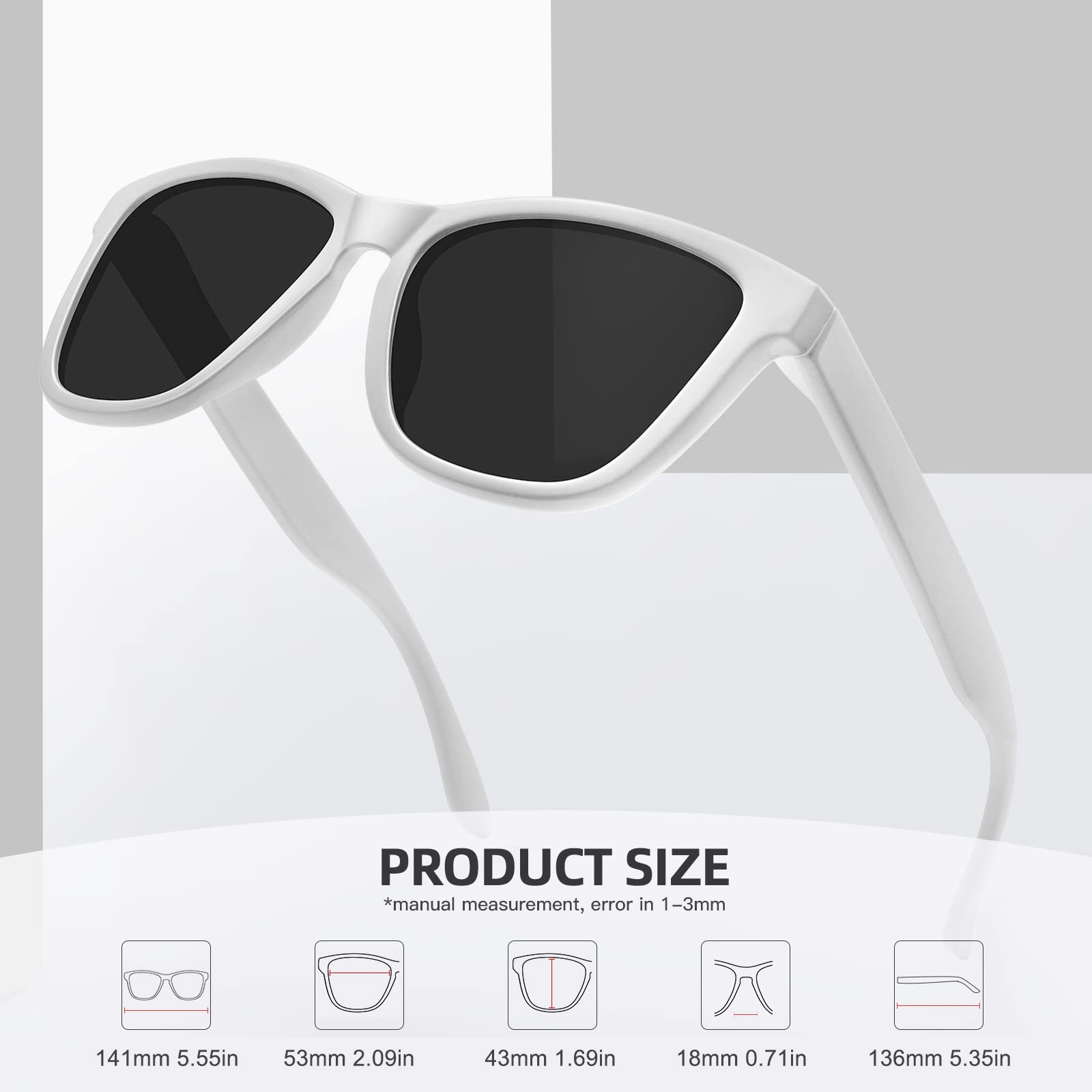 Foto 4 | Gafas De Sol Meetsun Polarizadas Para Mujer Y Hombre  Marco Blanco/gris - Venta Internacional.
