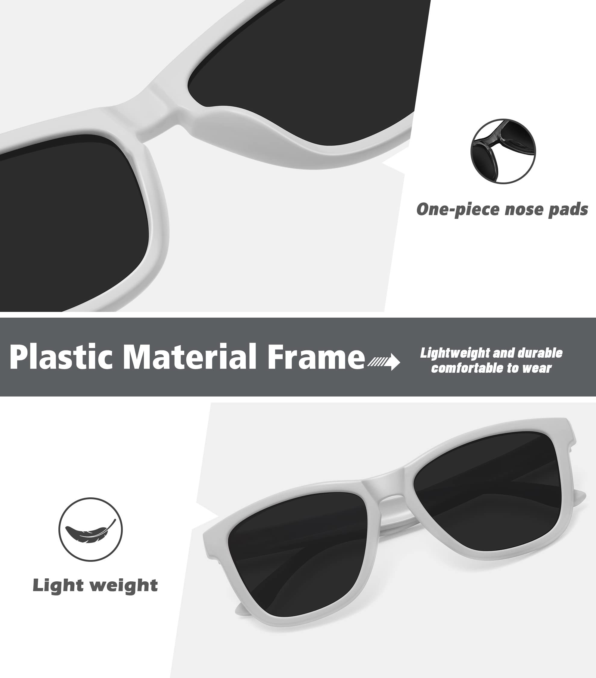 Foto 5 | Gafas De Sol Meetsun Polarizadas Para Mujer Y Hombre  Marco Blanco/gris - Venta Internacional.