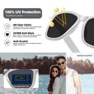 Foto 6 | Gafas De Sol Meetsun Polarizadas Para Mujer Y Hombre Marco Blanco/gris - Venta Internacional.