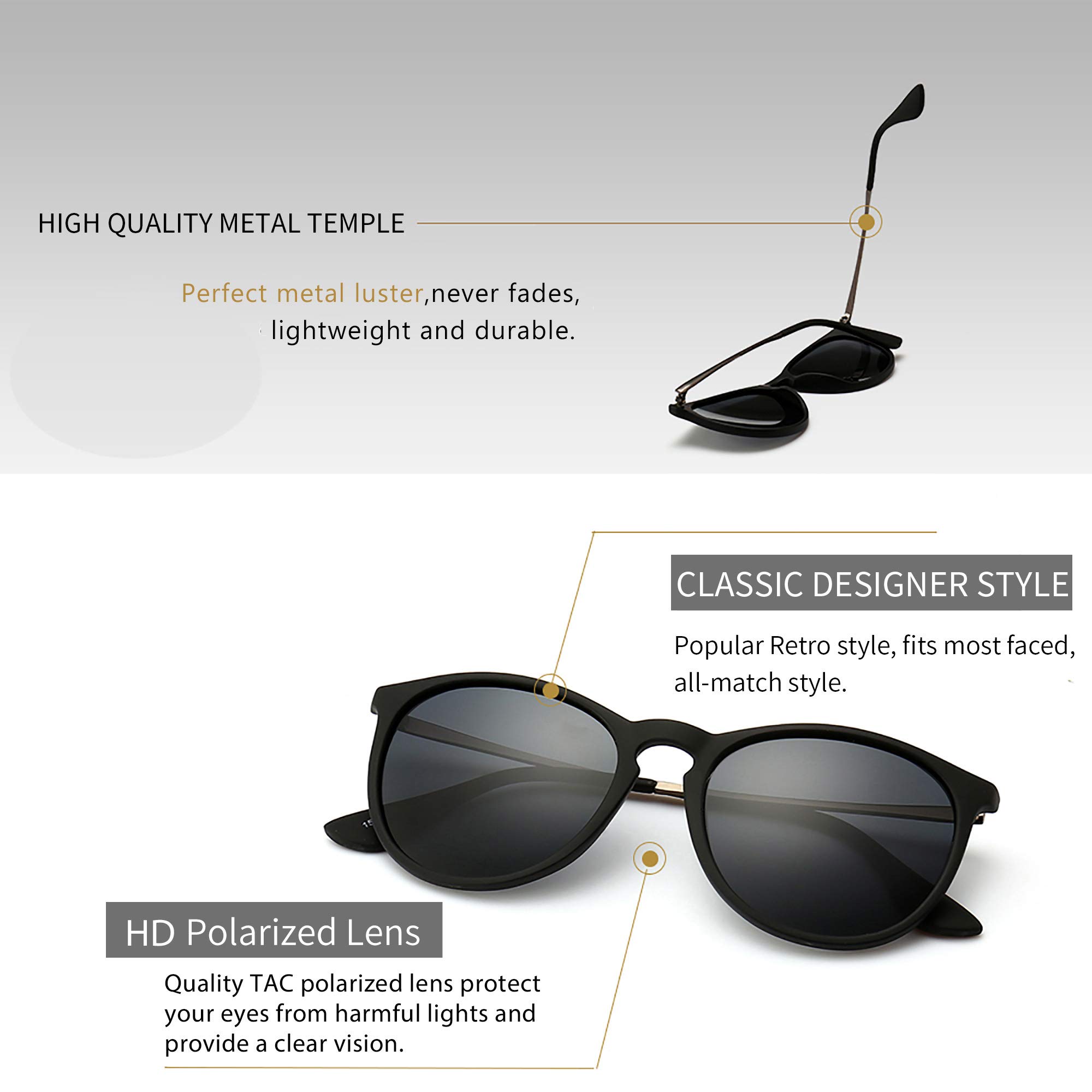 Foto 3 | Gafas De Sol Sungait Vintage Round Para Mujer/hombre Con Montura Negra - Venta Internacional.