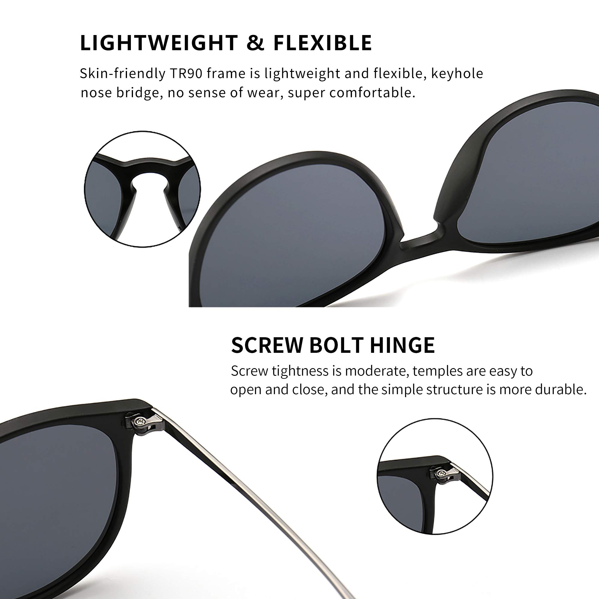 Foto 4 | Gafas De Sol Sungait Vintage Round Para Mujer/hombre Con Montura Negra - Venta Internacional.