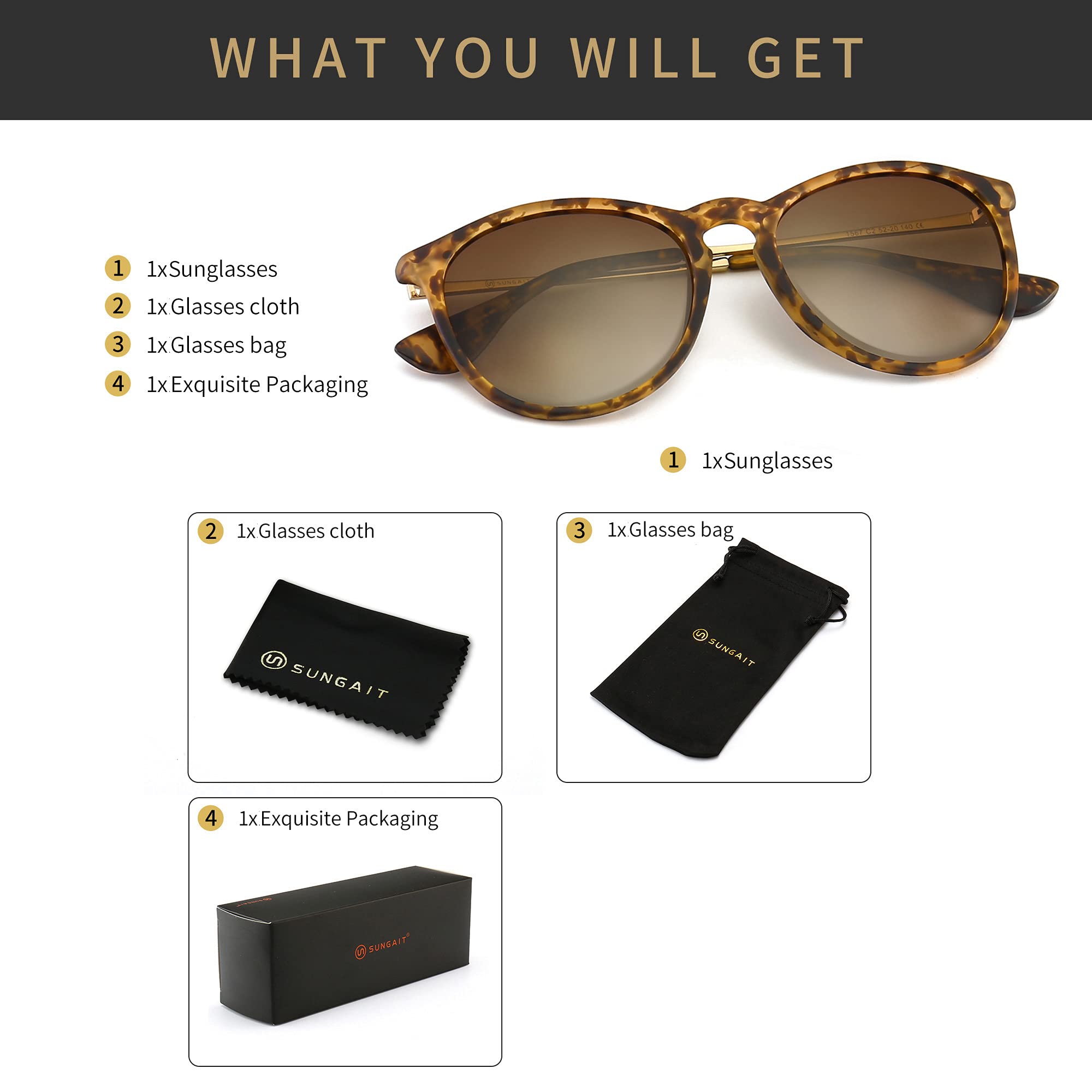 Foto 7 pulgar | Gafas De Sol Sungait Vintage Round Para Mujer Y Hombre  Color Ámbar Y Marrón - Venta Internacional.