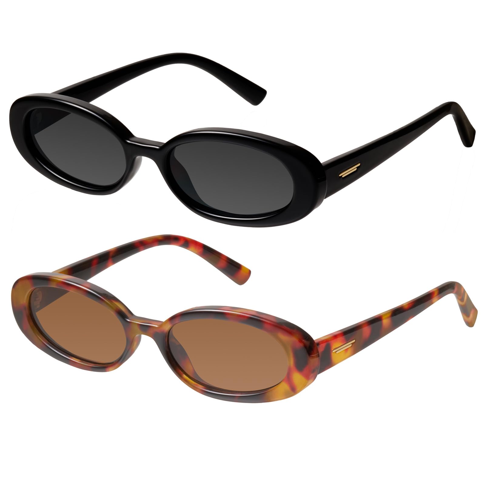 Foto 2 pulgar | Gafas De Sol Mosanana Retro Oval Ms52360 Para Mujer  Color Negro/tortuga - Venta Internacional.