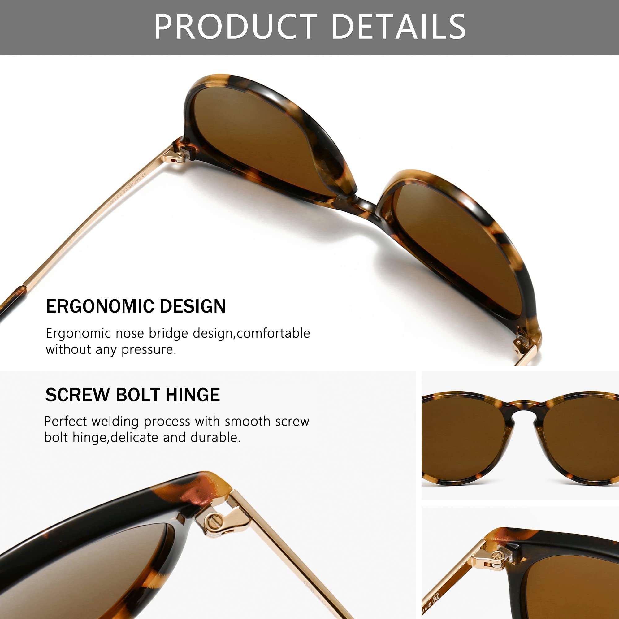 Foto 4 pulgar | Gafas De Sol Sungait Vintage  Redondas  Polarizadas  Con Lente Marrón - Venta Internacional.