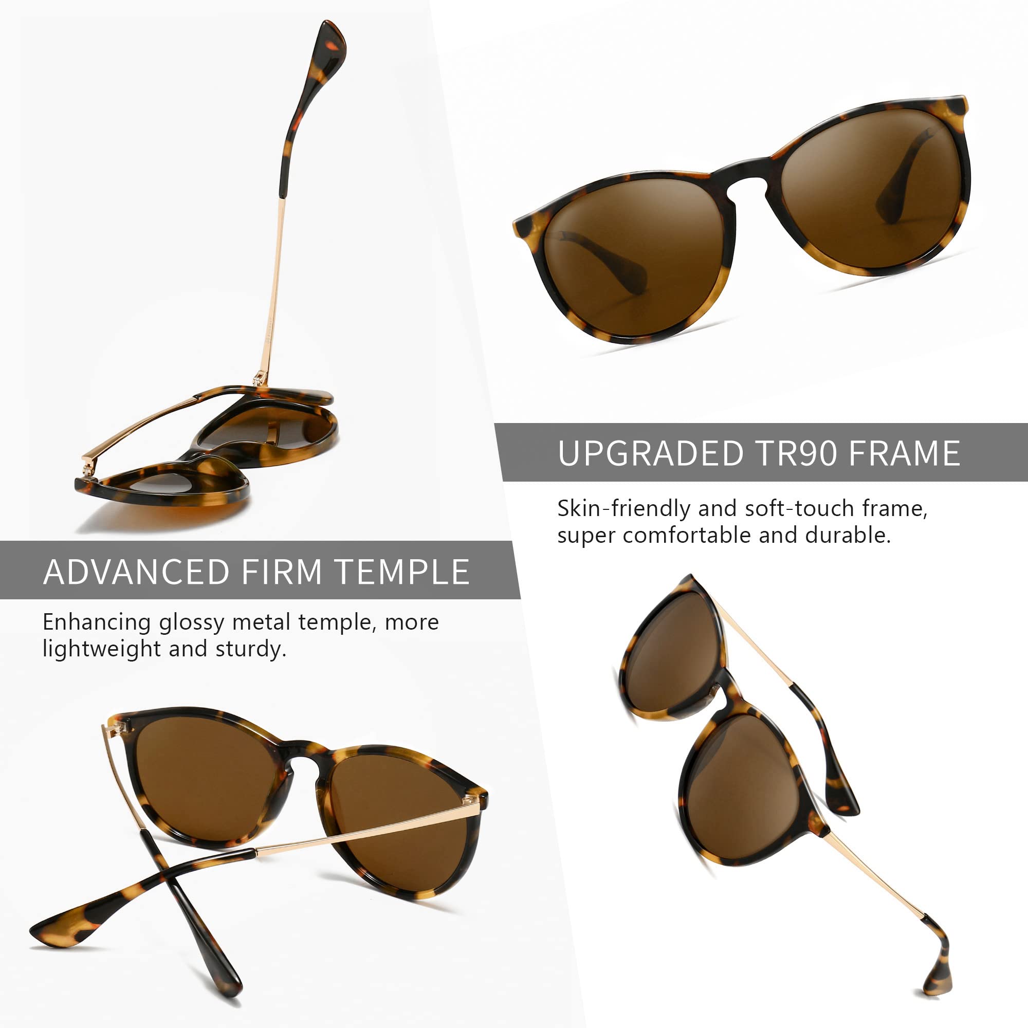 Foto 5 pulgar | Gafas De Sol Sungait Vintage  Redondas  Polarizadas  Con Lente Marrón - Venta Internacional.