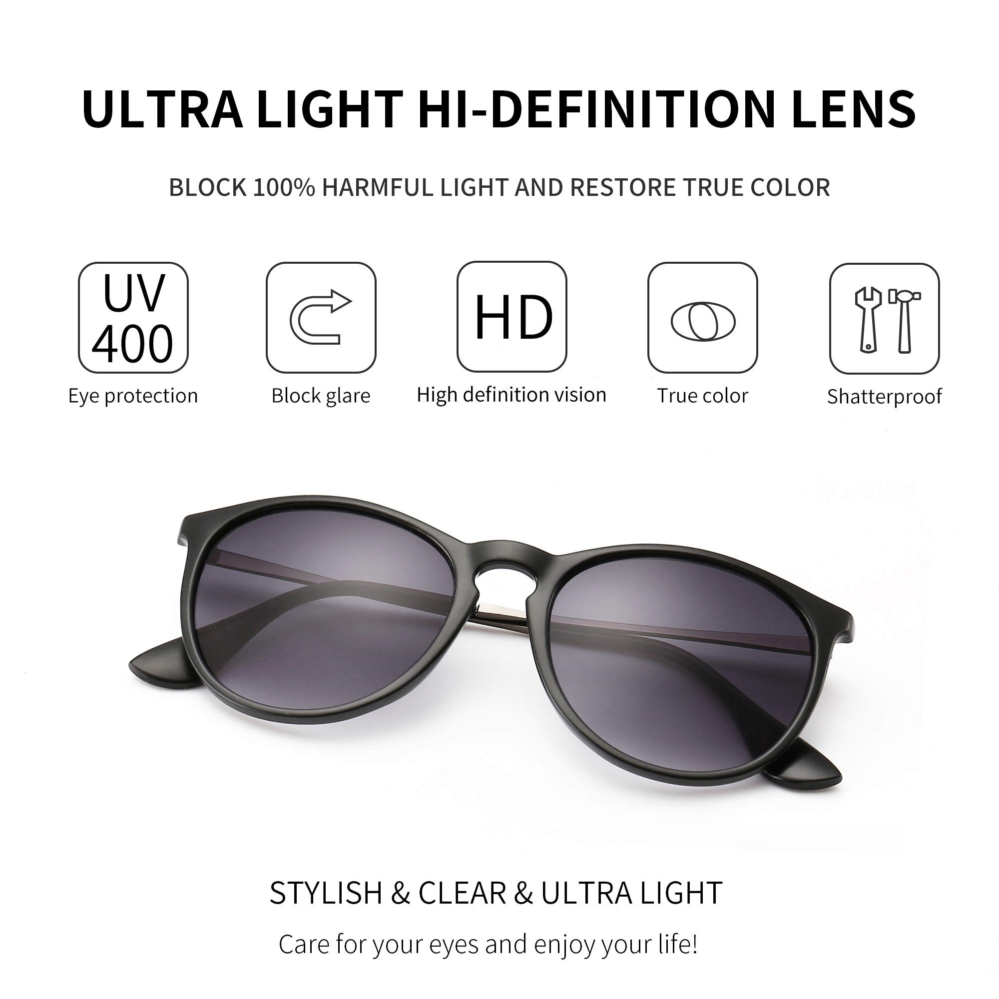 Foto 2 | Gafas De Sol Sungait Vintage Round Para Mujer Negro/gris - Venta Internacional.
