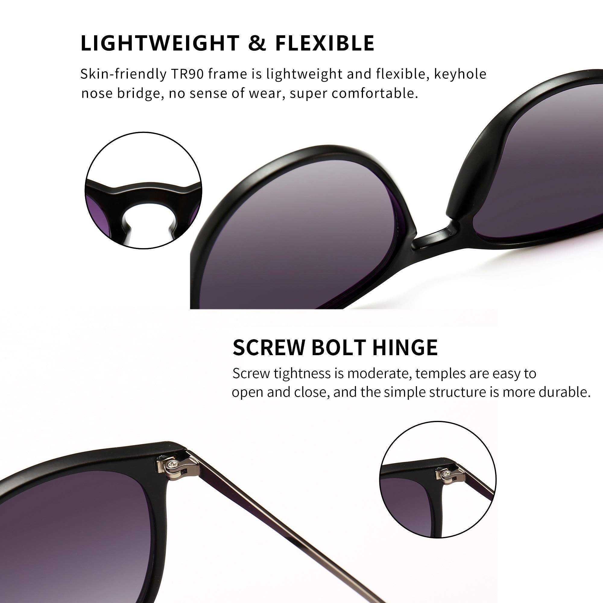 Foto 4 | Gafas De Sol Sungait Vintage Round Para Mujer Negro/gris - Venta Internacional.