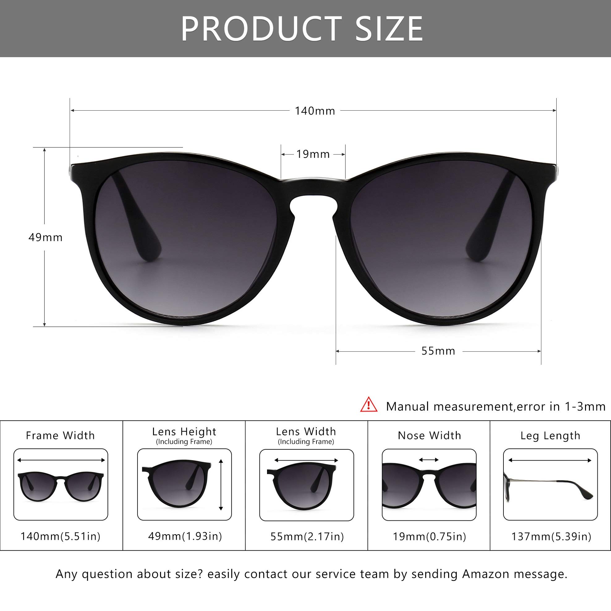 Foto 6 pulgar | Gafas De Sol Sungait Vintage Round Para Mujer Negro/gris - Venta Internacional.