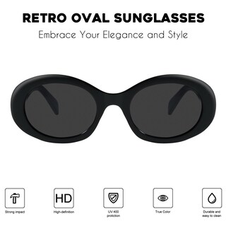 Foto 2 | Gafas De Sol Mosanana Oval Retro Trendy Para Mujer Negras Ms52371 - Venta Internacional.