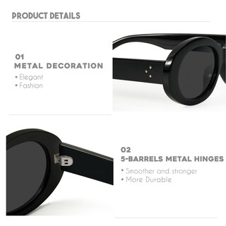 Foto 5 | Gafas De Sol Mosanana Oval Retro Trendy Para Mujer Negras Ms52371 - Venta Internacional.
