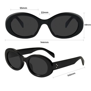 Foto 6 | Gafas De Sol Mosanana Oval Retro Trendy Para Mujer Negras Ms52371 - Venta Internacional.
