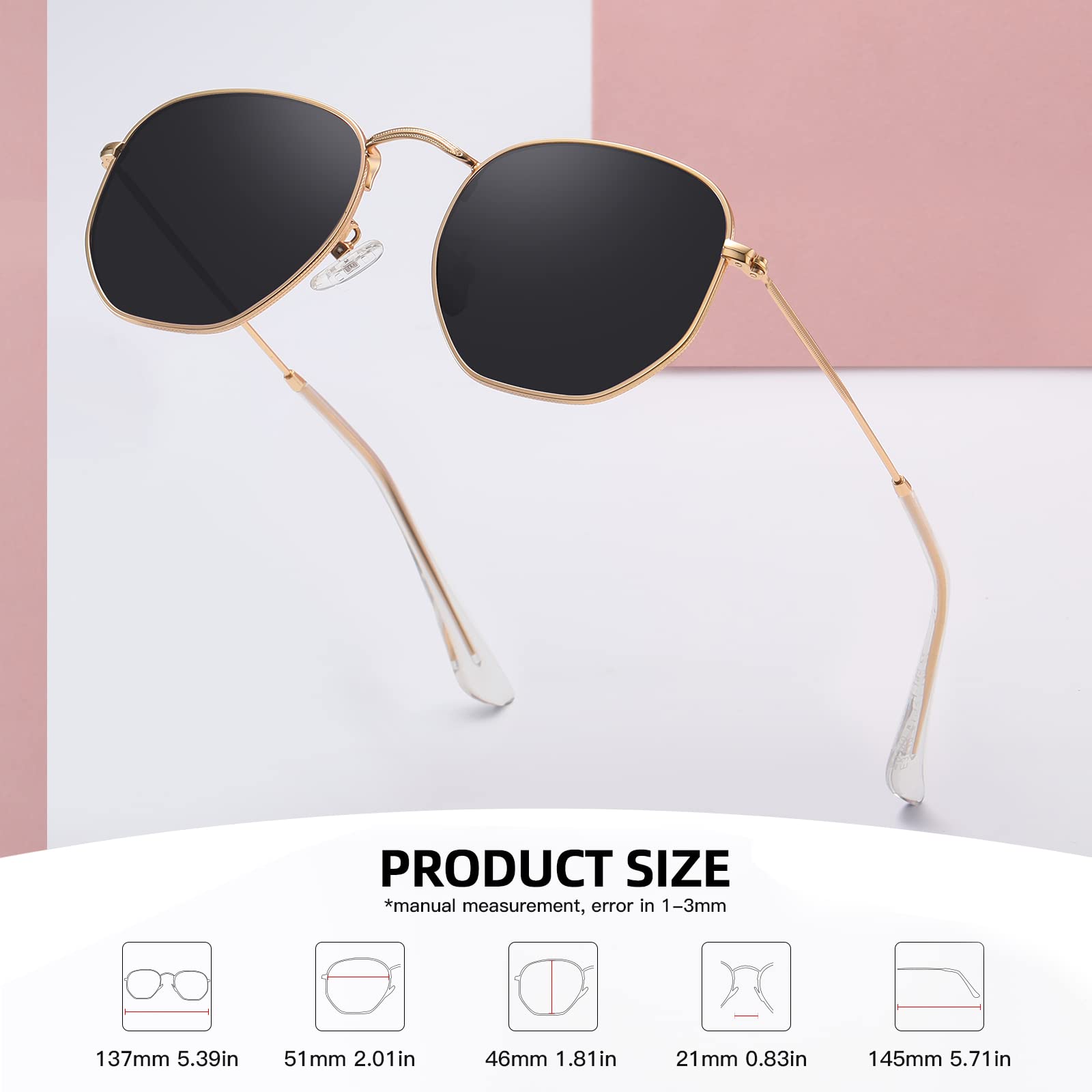 Foto 5 pulgar | Gafas De Sol Meetsun Polarizadas Hexagonales Para Mujer Y Hombre  Paquete De 3 - Venta Internacional.
