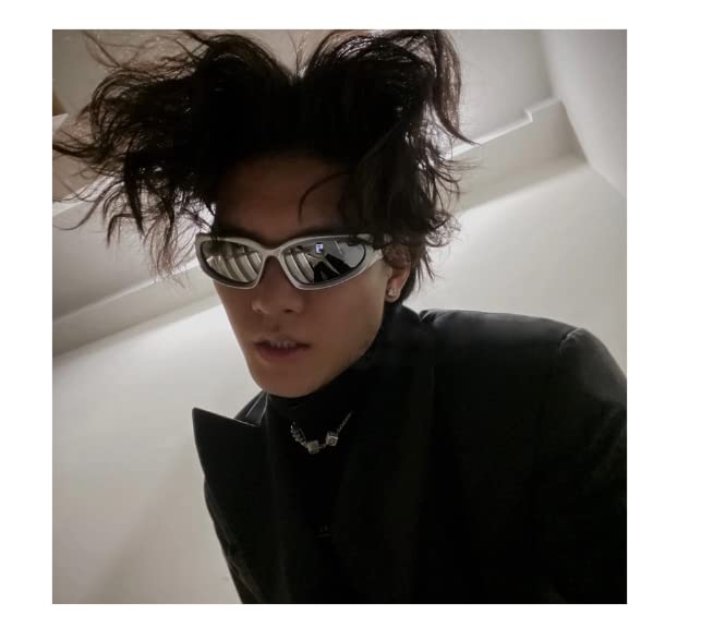 Foto 7 pulgar | Gafas De Sol Jaspin Y2k Wrap Around Silver Ovaladas Uv400 Para Mujeres Y Hombres - Venta Internacional.