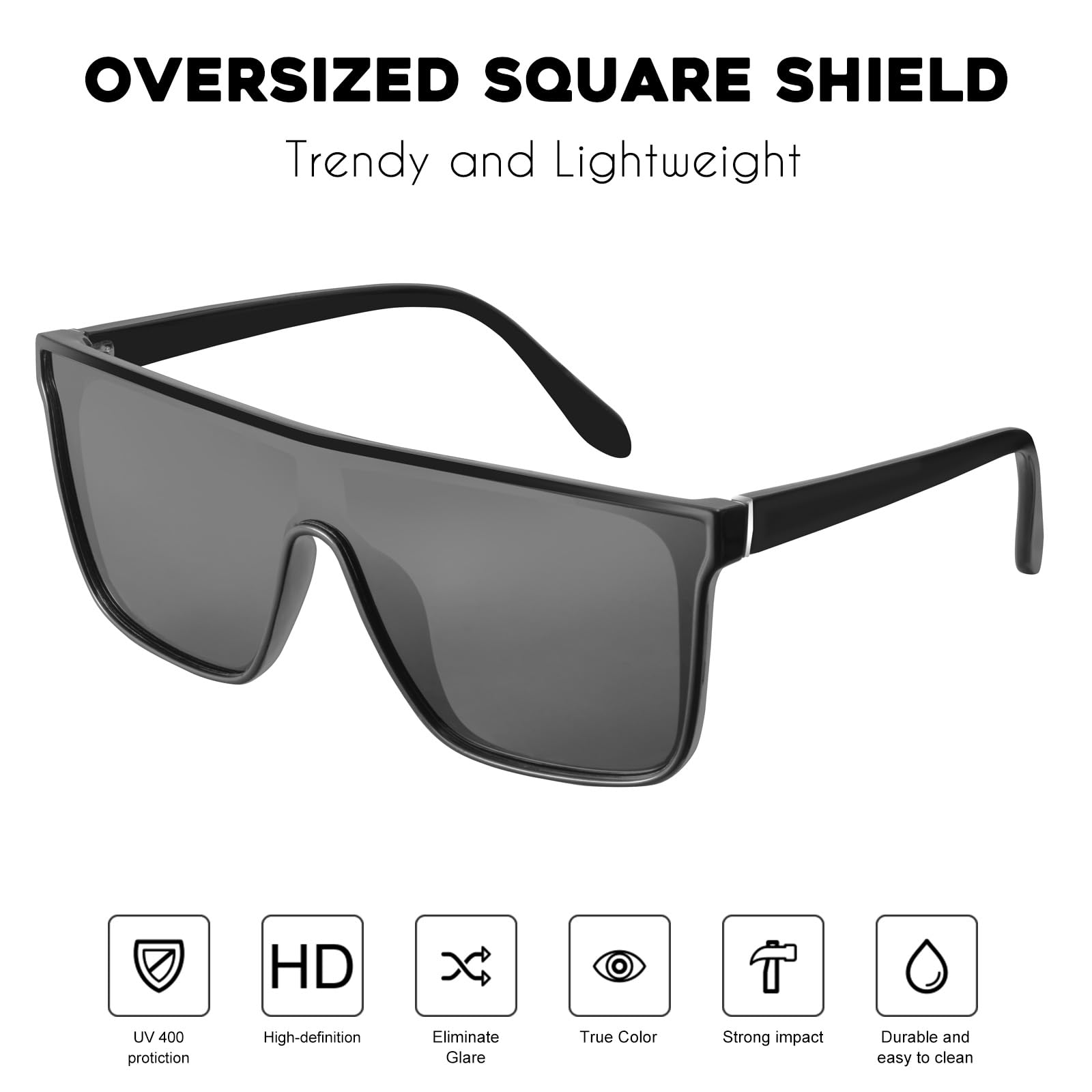 Foto 2 | Gafas De Sol Mosanana Polarizadas Cuadradas Para Mujer Y Hombre  Color Negro - Venta Internacional.