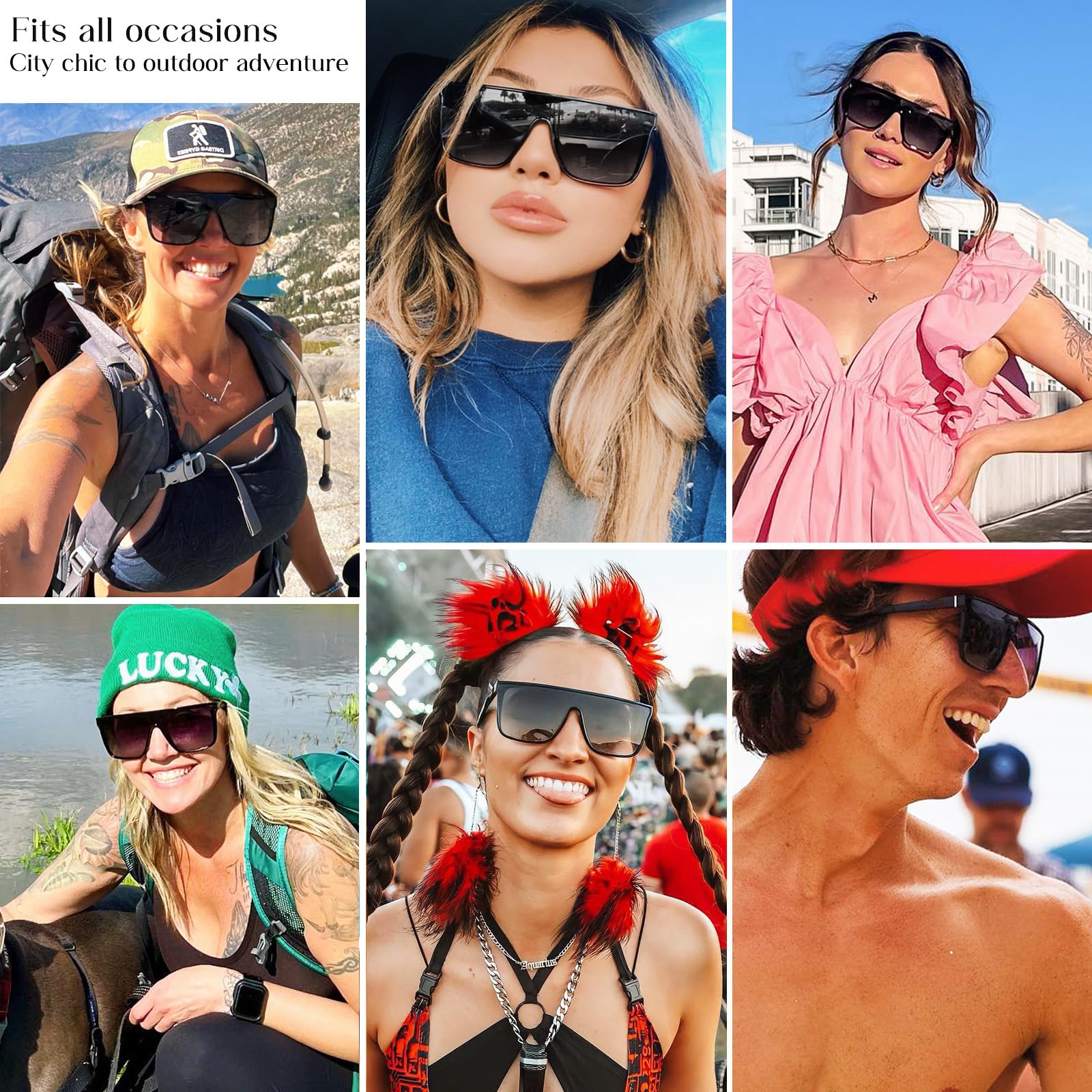 Foto 3 | Gafas De Sol Mosanana Polarizadas Cuadradas Para Mujer Y Hombre  Color Negro - Venta Internacional.