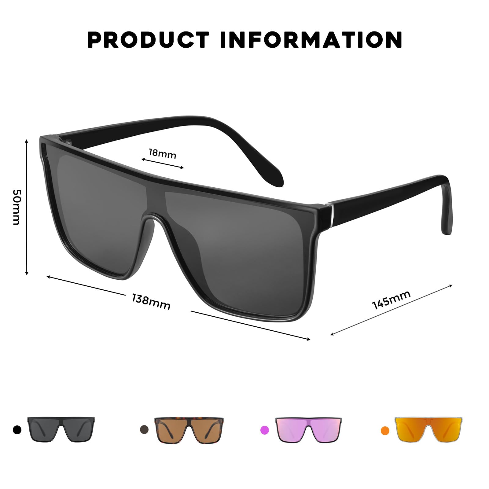 Foto 7 | Gafas De Sol Mosanana Polarizadas Cuadradas Para Mujer Y Hombre  Color Negro - Venta Internacional.
