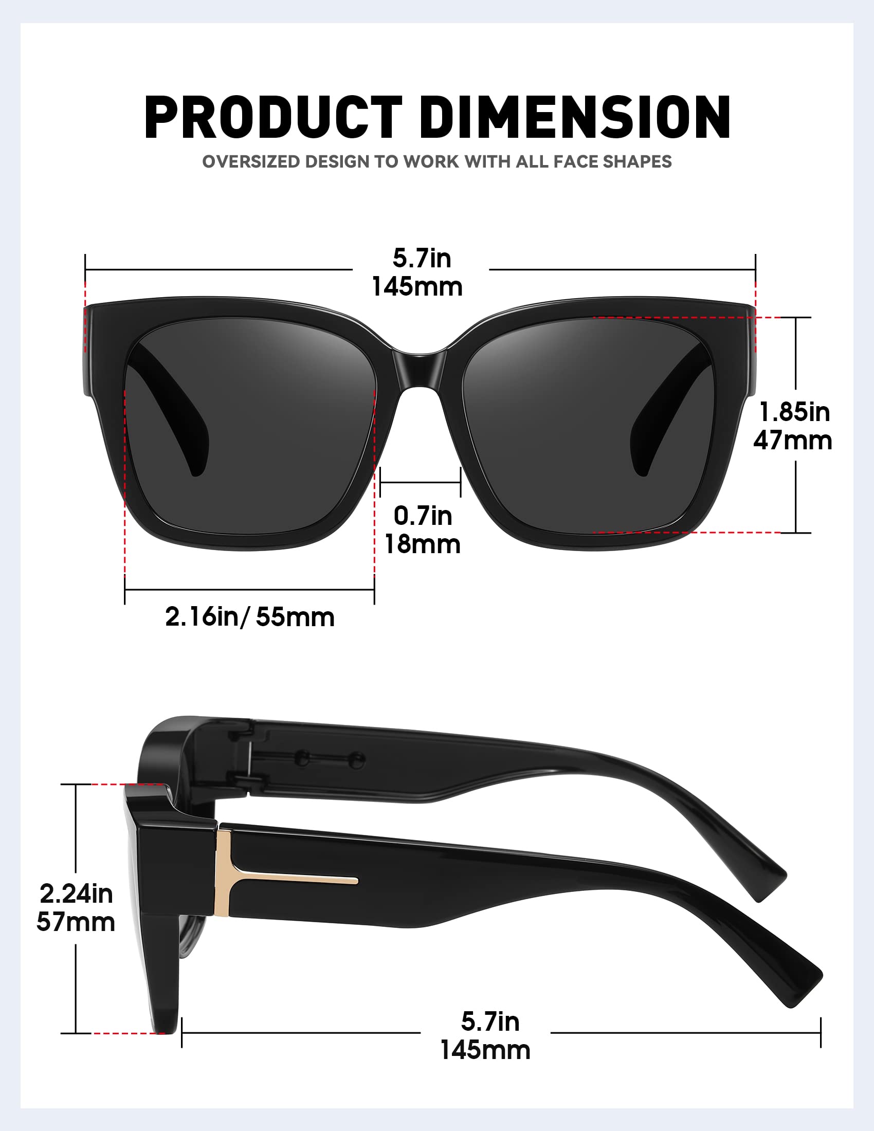Foto 4 pulgar | Gafas De Sol Fit Over Glasses Meetsun  Grandes  Cuadradas  Polarizadas - Venta Internacional.