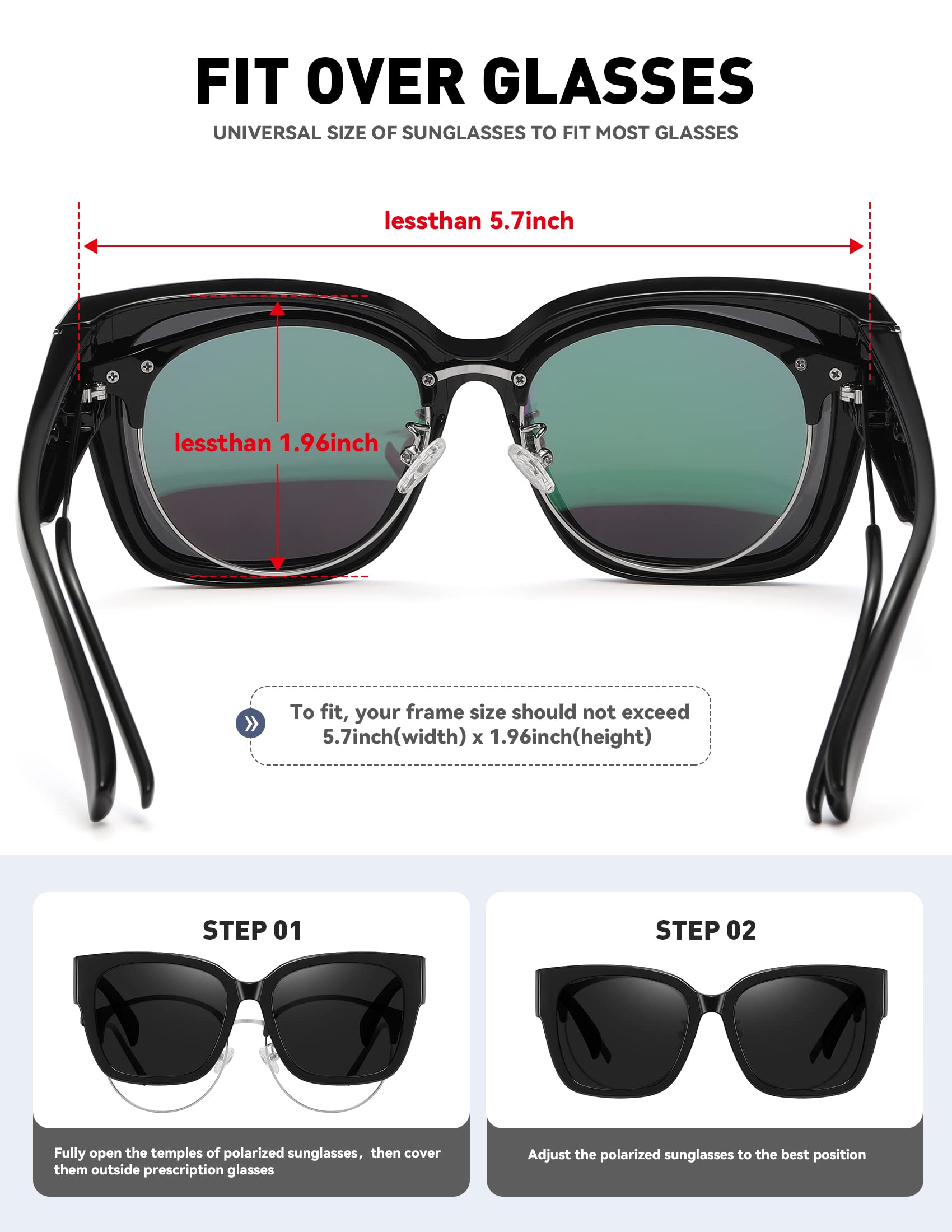 Foto 5 pulgar | Gafas De Sol Fit Over Glasses Meetsun  Grandes  Cuadradas  Polarizadas - Venta Internacional.