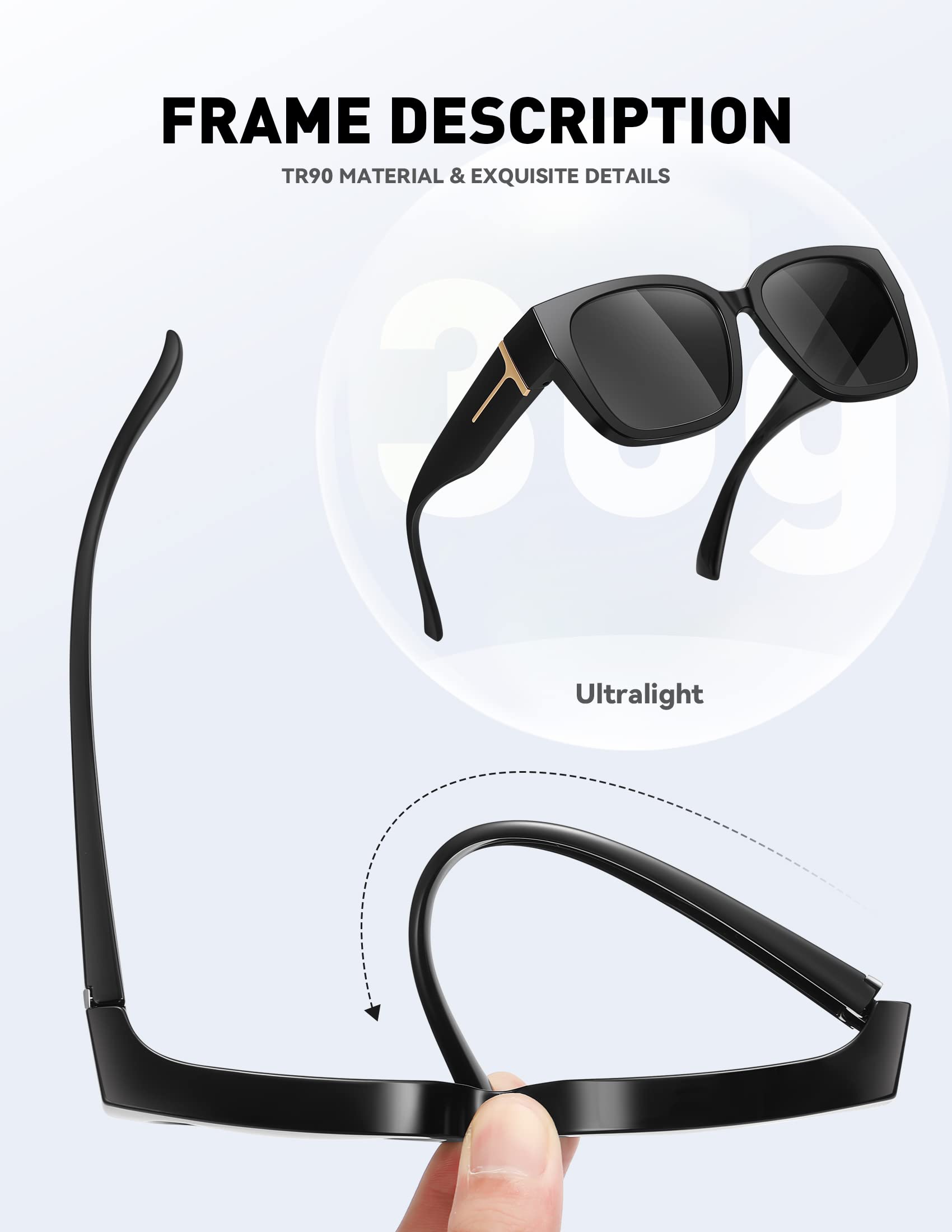 Foto 6 pulgar | Gafas De Sol Fit Over Glasses Meetsun  Grandes  Cuadradas  Polarizadas - Venta Internacional.