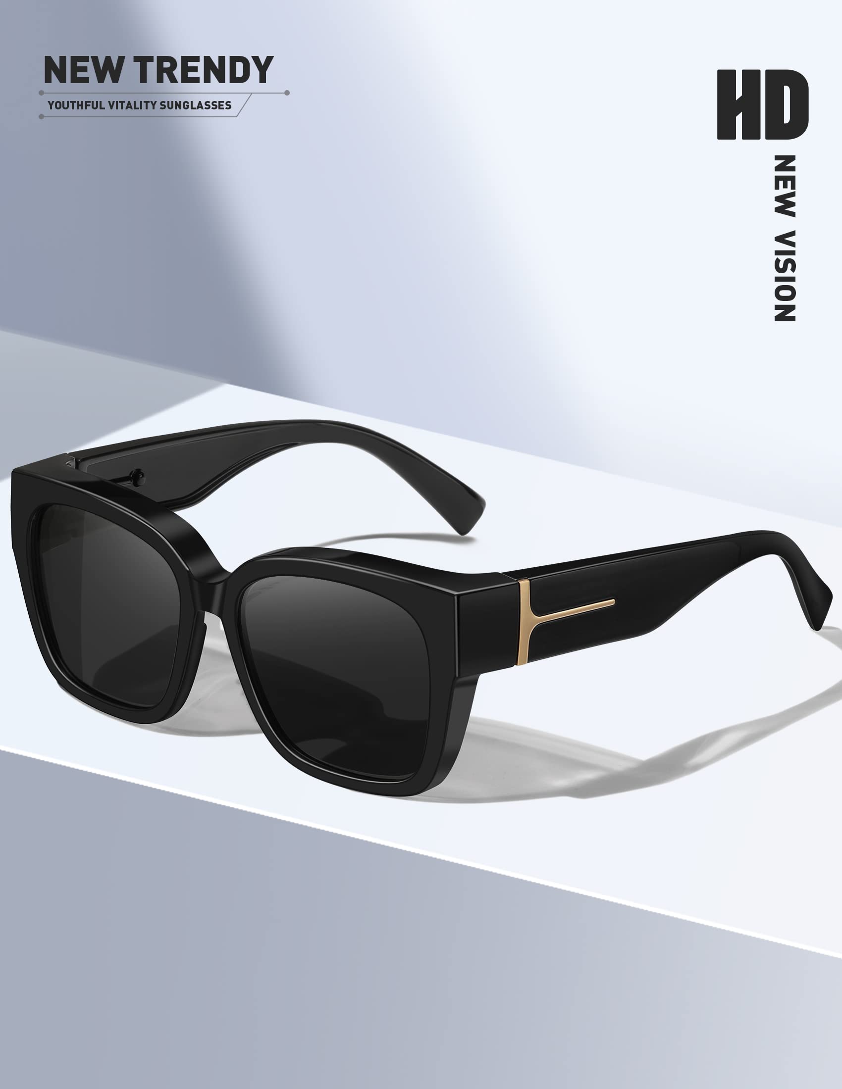 Foto 7 pulgar | Gafas De Sol Fit Over Glasses Meetsun  Grandes  Cuadradas  Polarizadas - Venta Internacional.