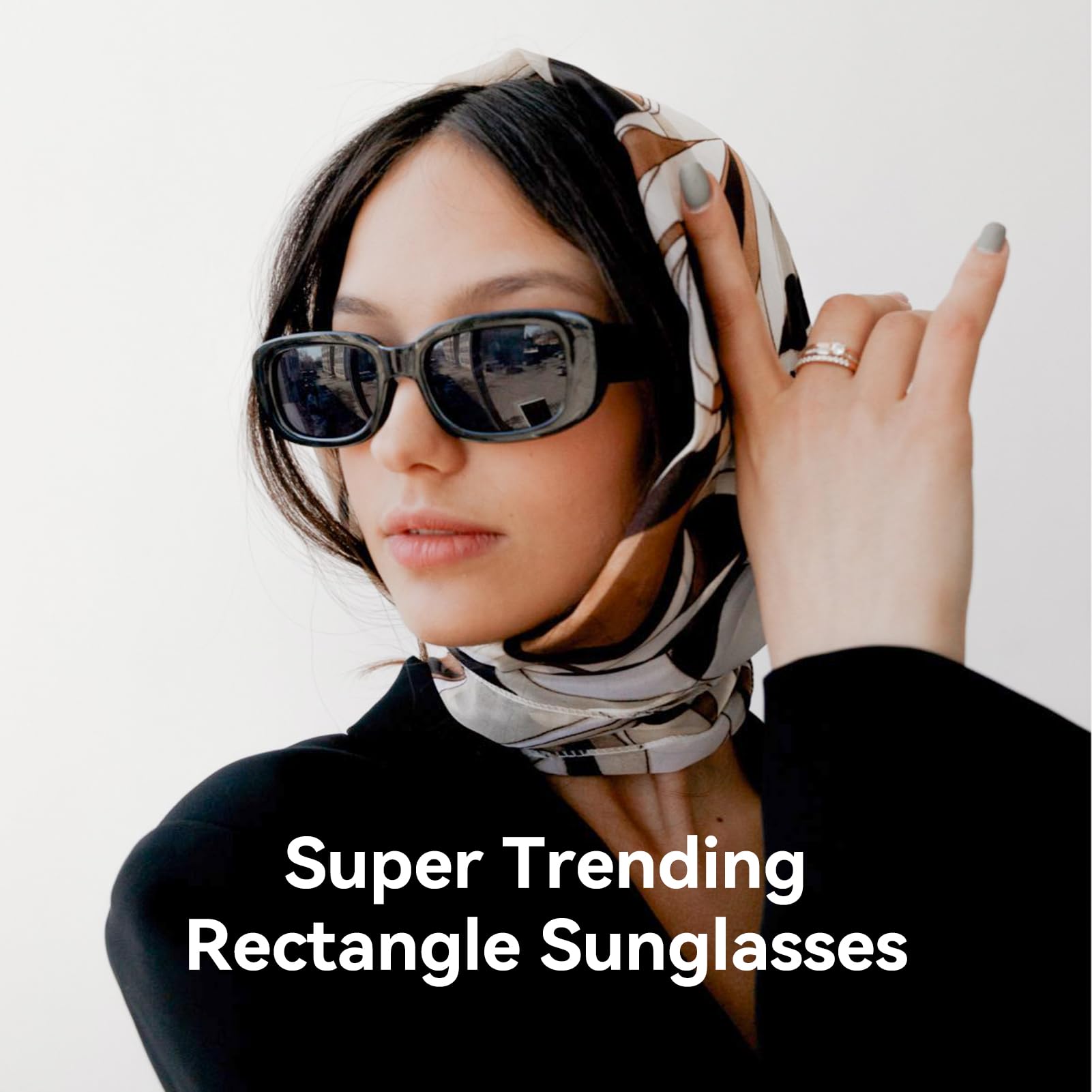 Foto 2 | Gafas De Sol Dollger Rectangle Para Mujer Uv400 Negras - Venta Internacional.