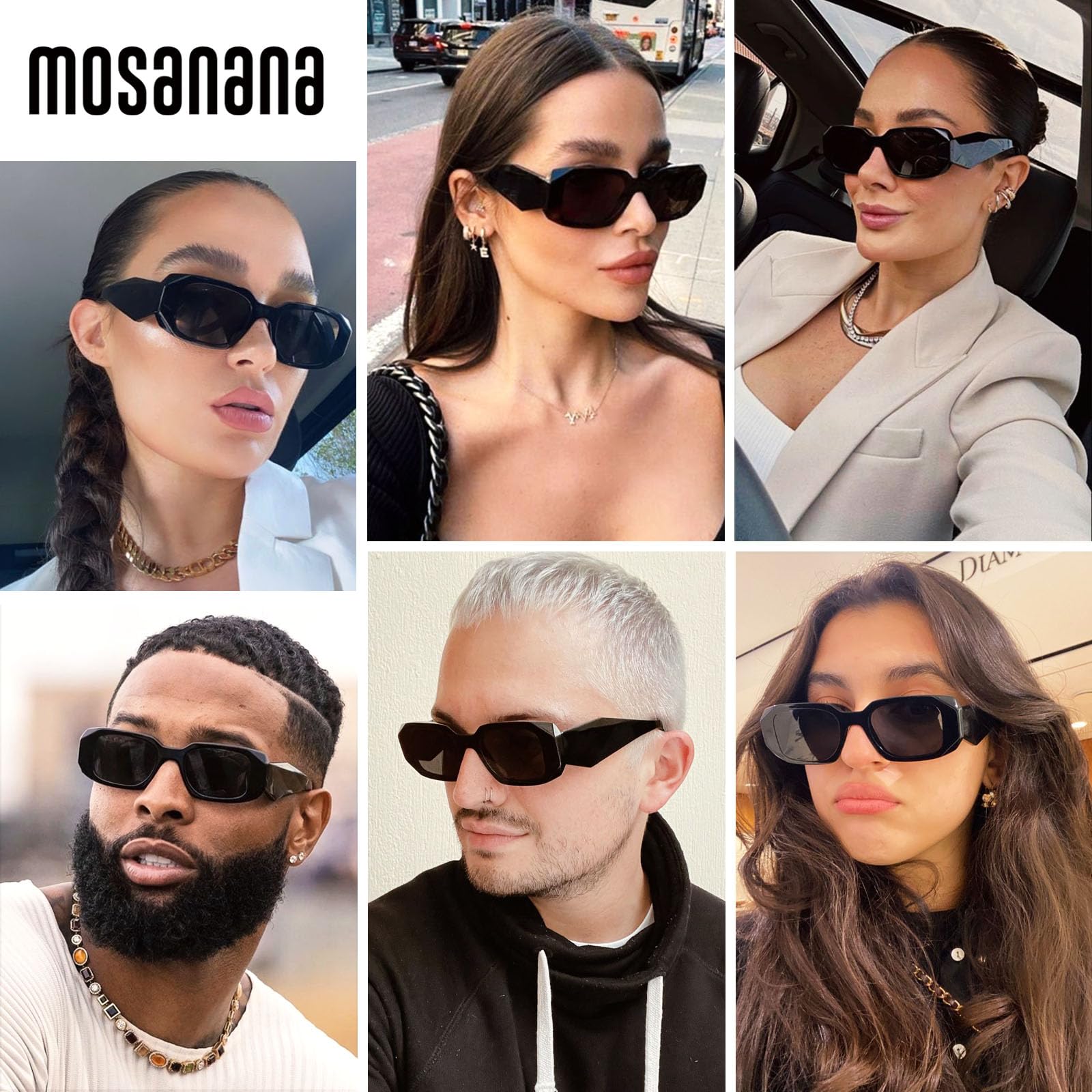 Foto 4 pulgar | Gafas De Sol Mosanana Trendy Rectangle Uv400 Para Mujer Y Hombre - Venta Internacional.